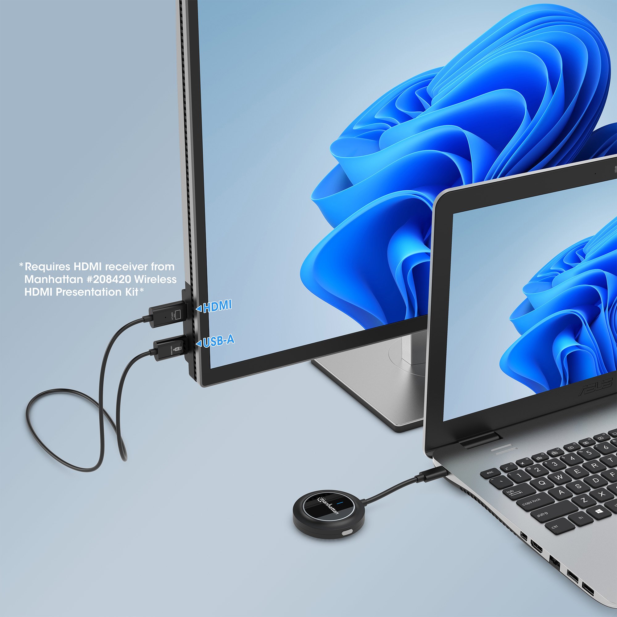 Adattatore Wireless HDMI 1080p con Trasmettitore USB-C™ per IDATA USBC-1080WL MANHATTAN - immagine 3