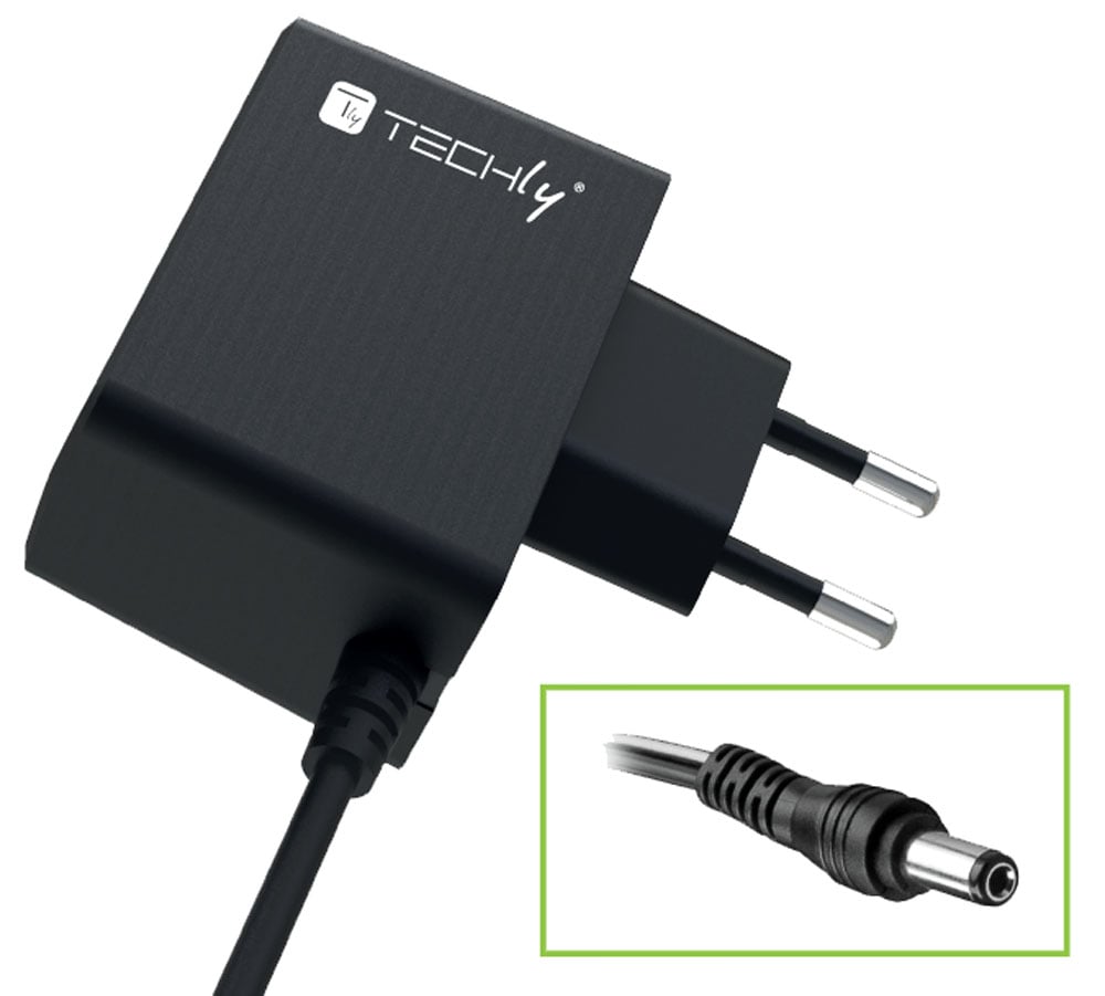 Alimentatore AC/DC 5V 1A Plug 5.5x2.1 mm Slim Nero TECHLY - immagine 3