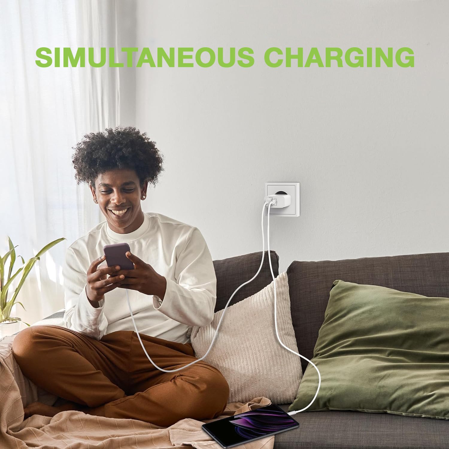 Caricatore Alimentatore GaN USB-C™ 20W e USB-A 18W da Muro TECHLY - immagine 3