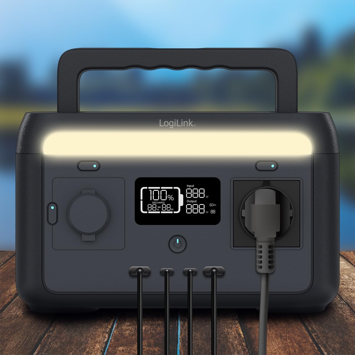 Stazione di Alimentazione Portatile 300W LiFePO4 Batteria Ricarica Solare Tuya LOGILINK - immagine 4