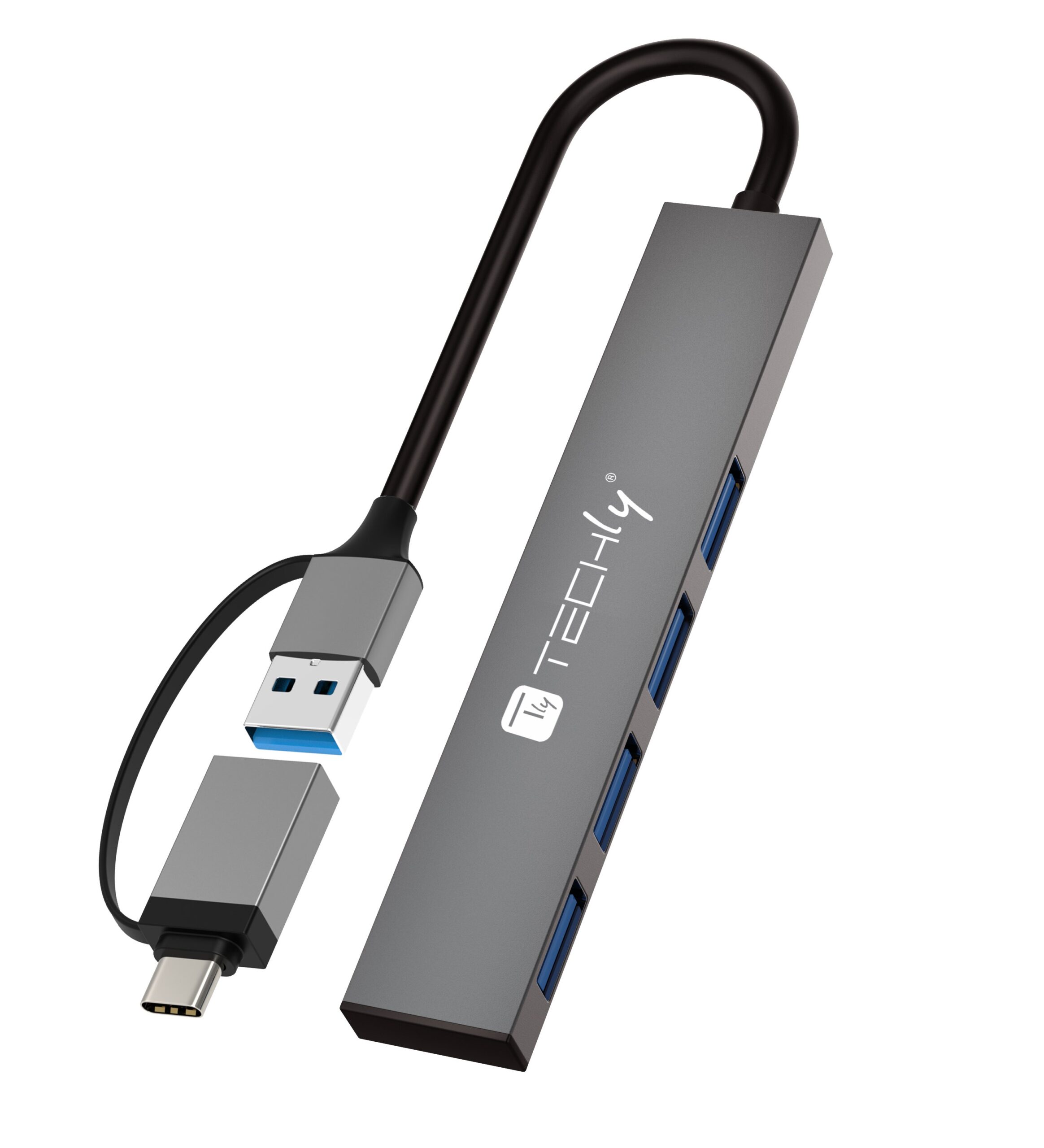 Hub USB-A USB-C™ 3.2 a 4 porte USB-A Slim in Metallo TECHLY - immagine 4