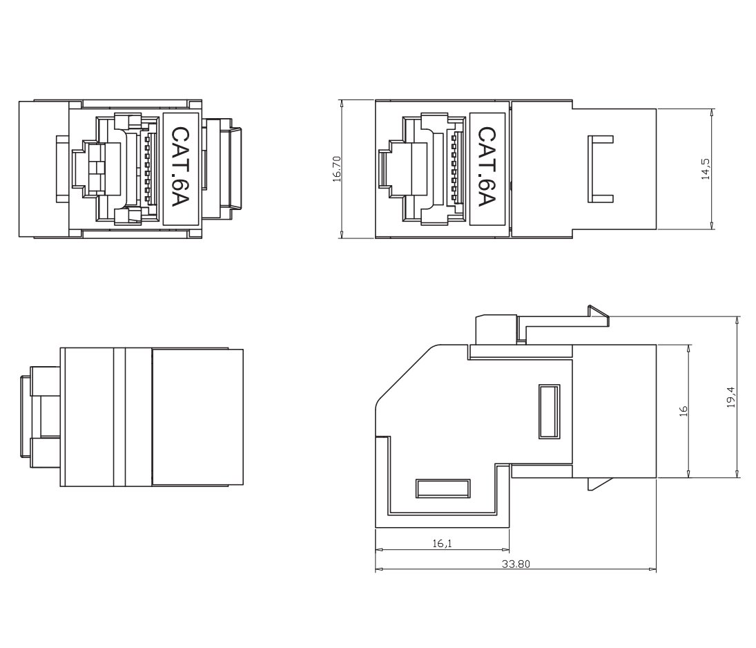 Accoppiatore RJ45 F/F 90° Cat.6A Schermato TECHLY PROFESSIONAL - immagine 2
