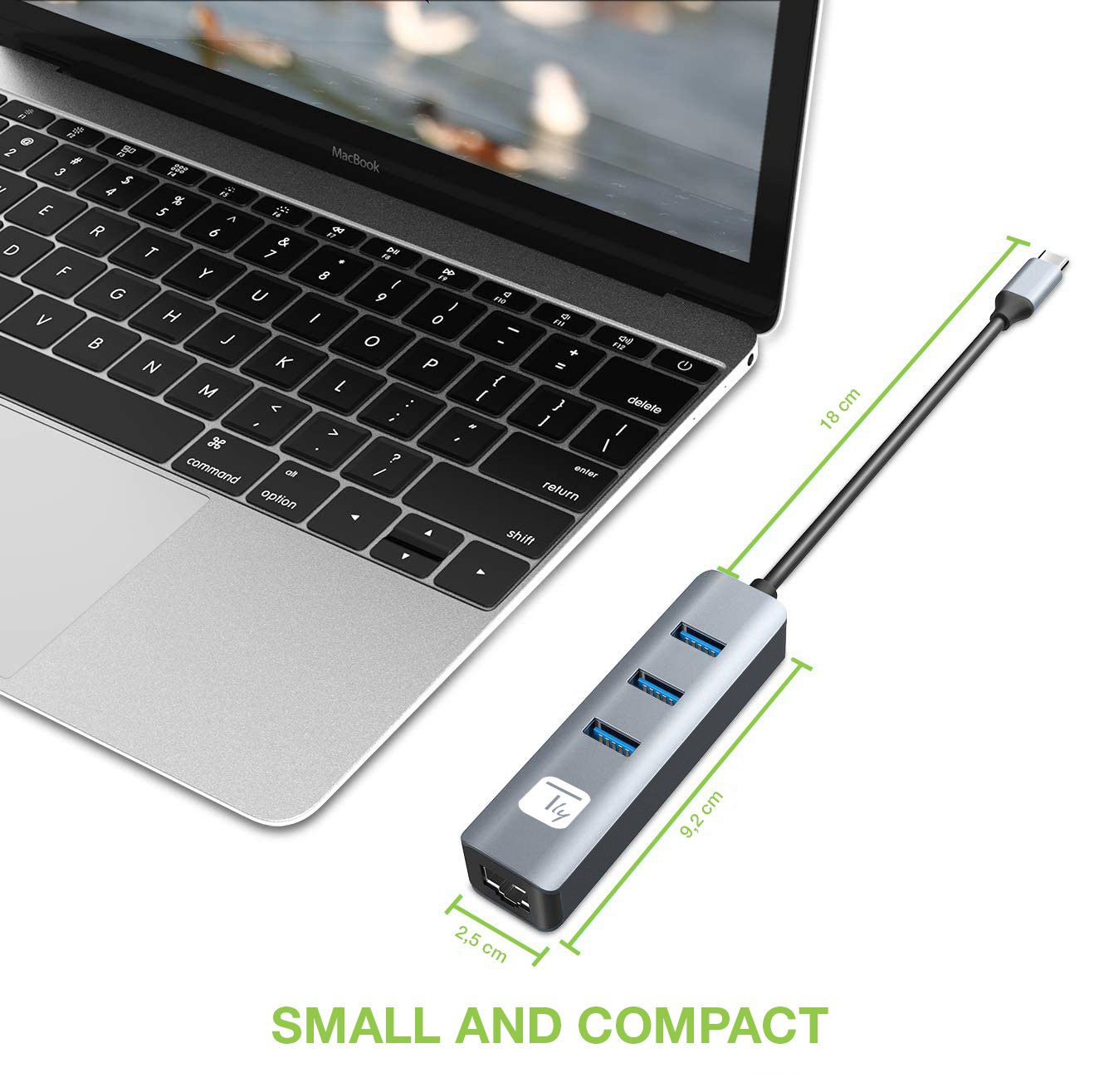 Adattatore Convertitore USB-C™ a RJ45 Gigabit con Hub 3 Porte USB 5 Gbps TECHLY - immagine 3