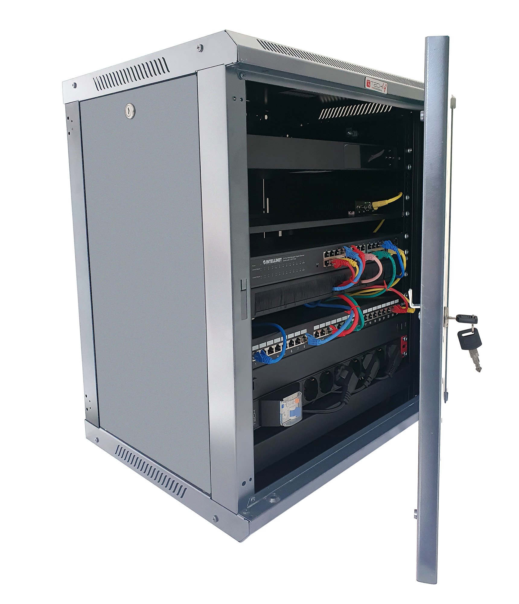 Armadio Rack 19'' a Muro 9 Unità P.600 mm Flat Pack Grigio TECHLY PROFESSIONAL - immagine 3