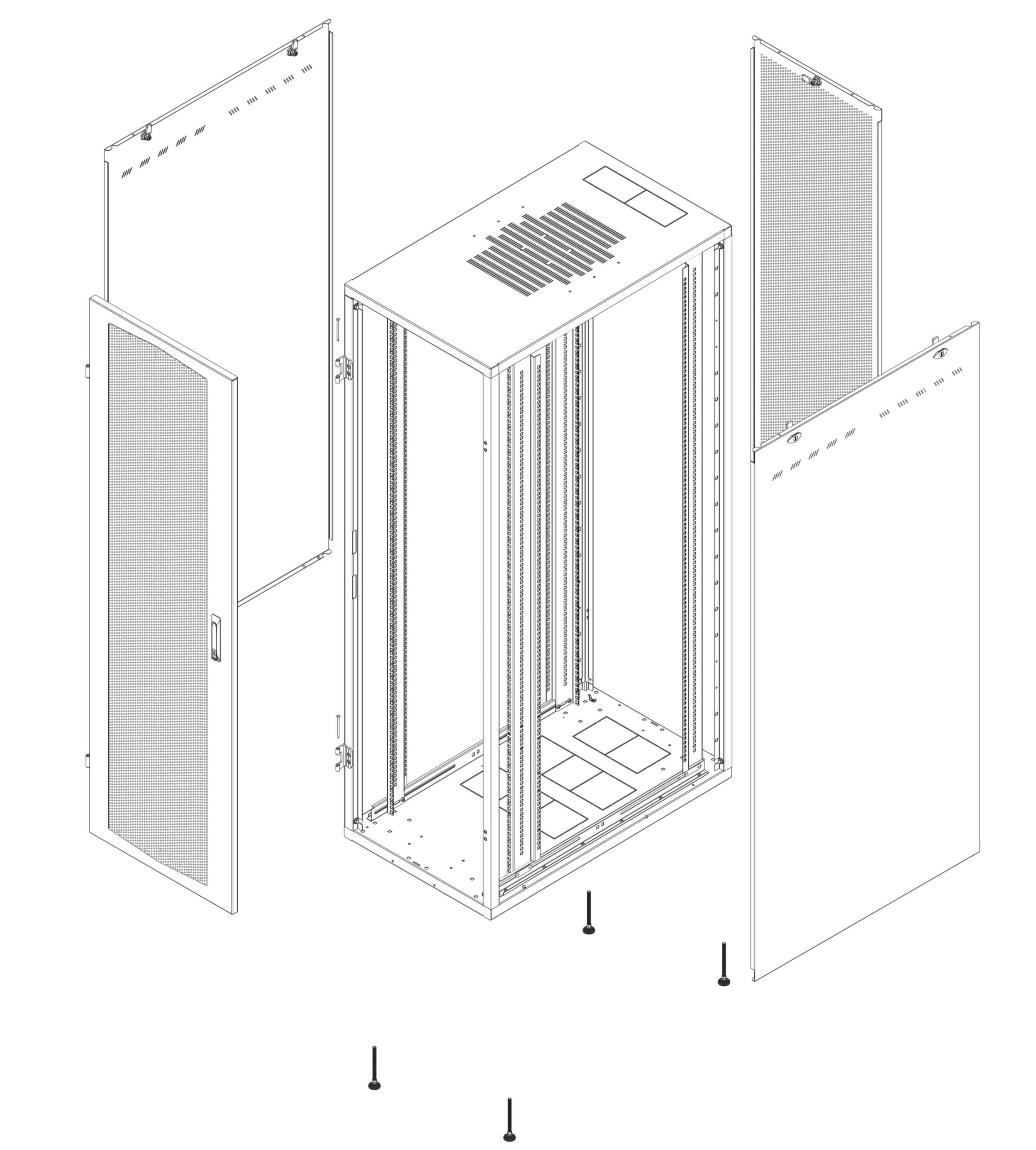 Armadio Server Rack NextGen 1000 19'' 600x1000 42U Nero Porta Grigliata INTELLINET - immagine 3