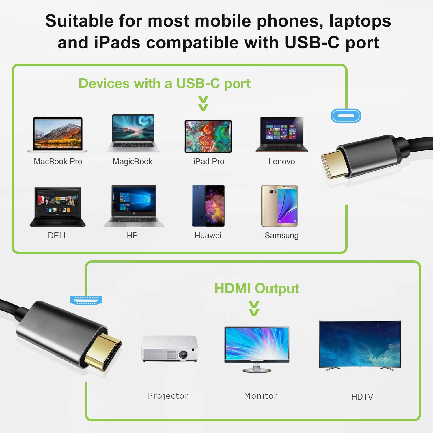 Cavo Adattatore USB-C™ 3.2 a HDMI 2.1 8K@60Hz 1,8 m TECHLY - immagine 2
