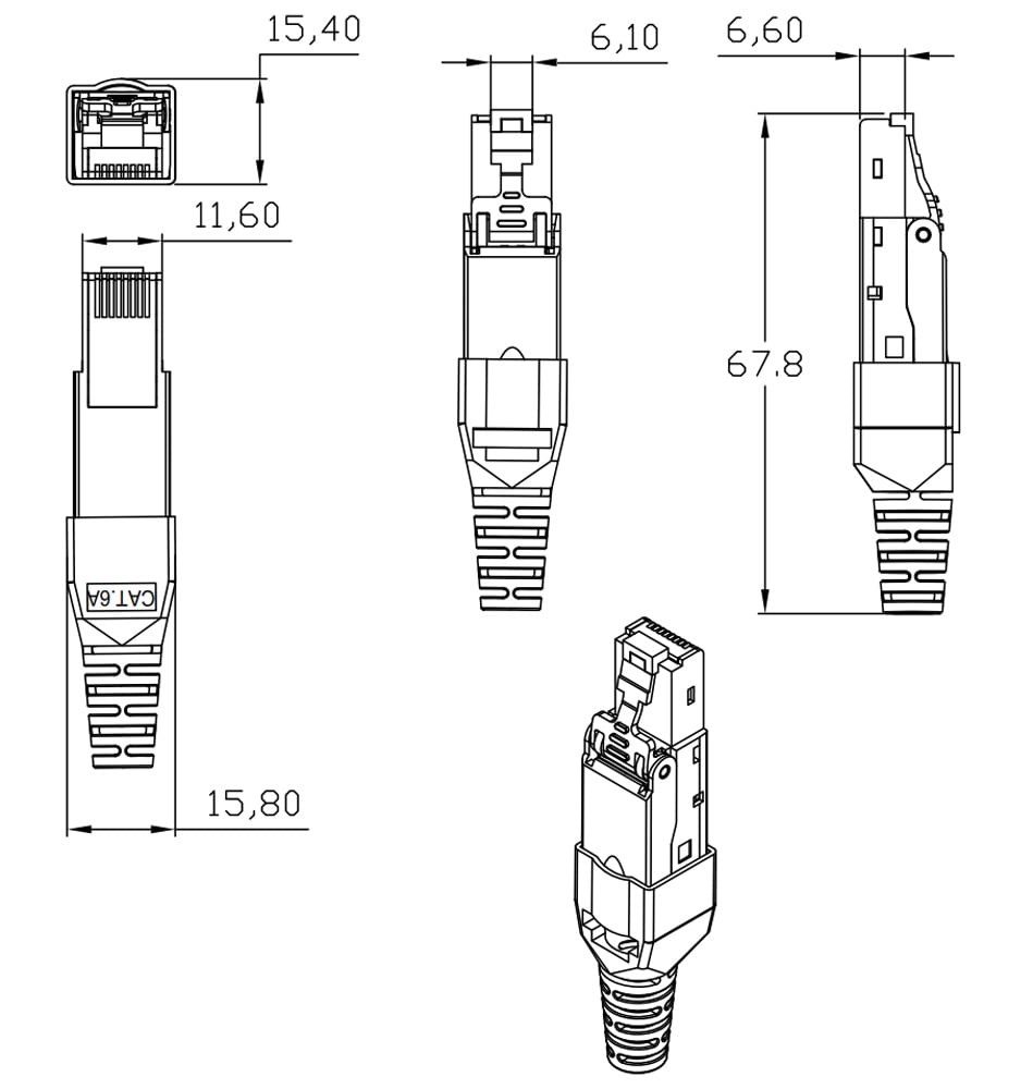 Connettore Plug RJ45 8P8C Cat.6A Schermato STP INTELLINET - immagine 2