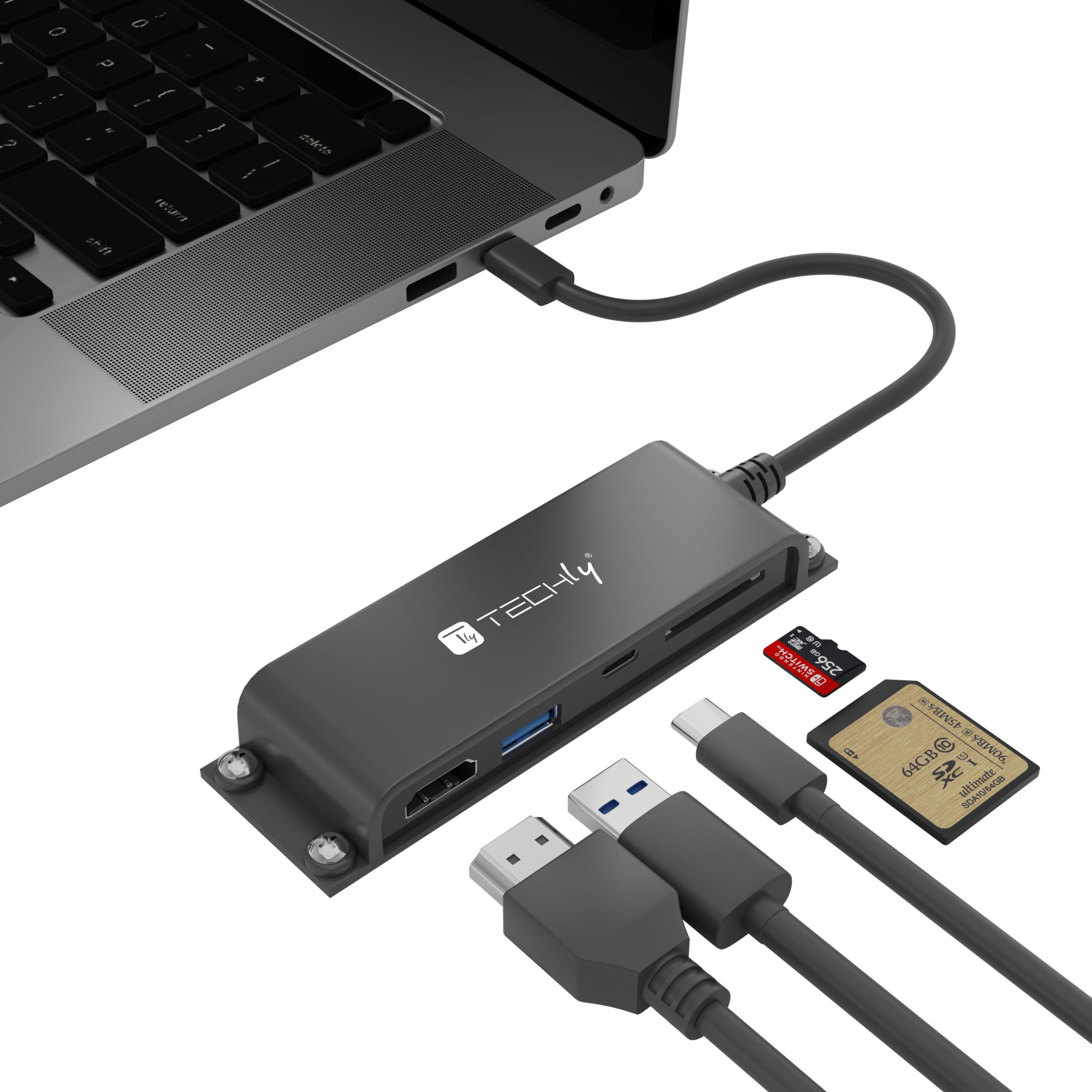 Docking Station 5 in 1 USB-C™ Hub HDMI con Lettore Micro SD/SD TECHLY - immagine 3