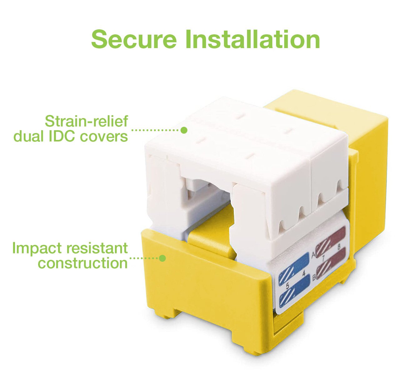 Frutto Keystone RJ45 Cat.6 UTP IDC 90° Giallo TECHLY PROFESSIONAL - immagine 3