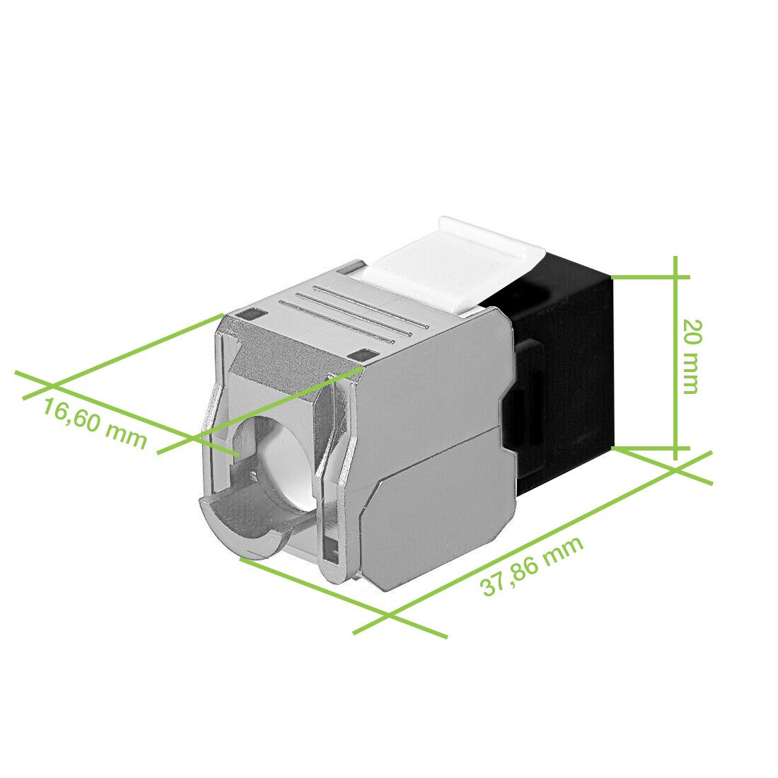 Frutto Keystone RJ45 Cat.6A UTP Tool-Free Nero Grigio TECHLY PROFESSIONAL - immagine 2