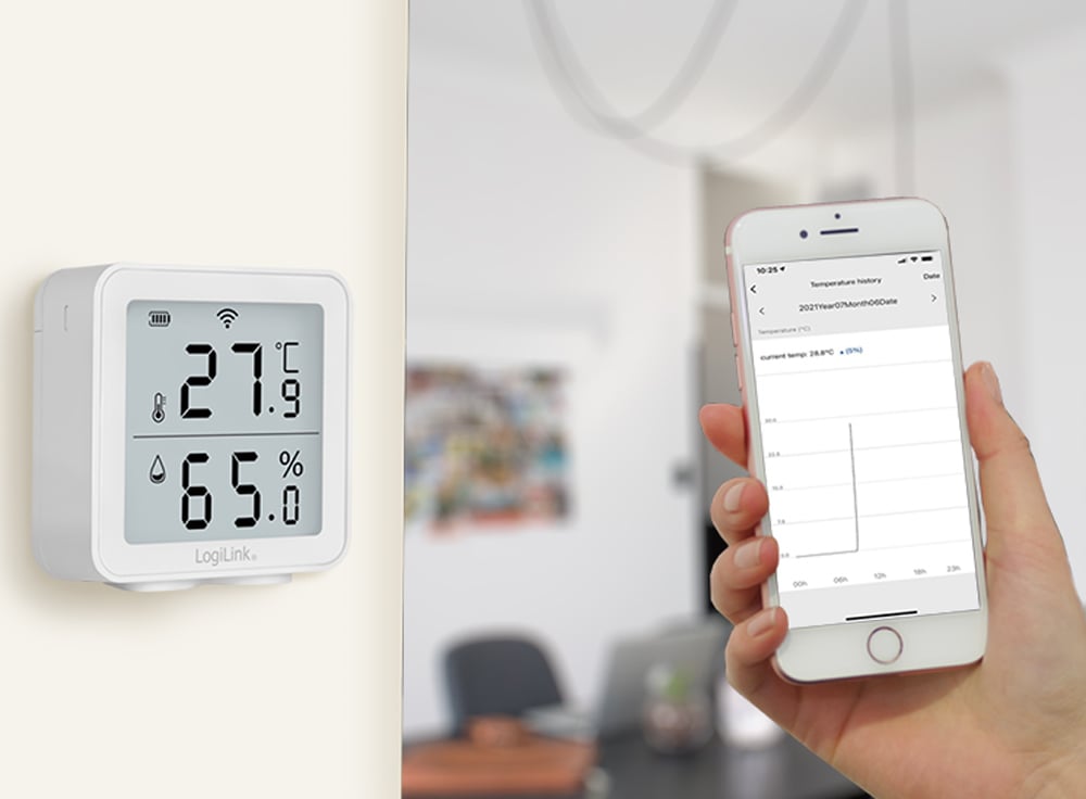 Termoigrometro Wireless Monitoraggio Remoto Wi-Fi App Smart Life LOGILINK - immagine 3