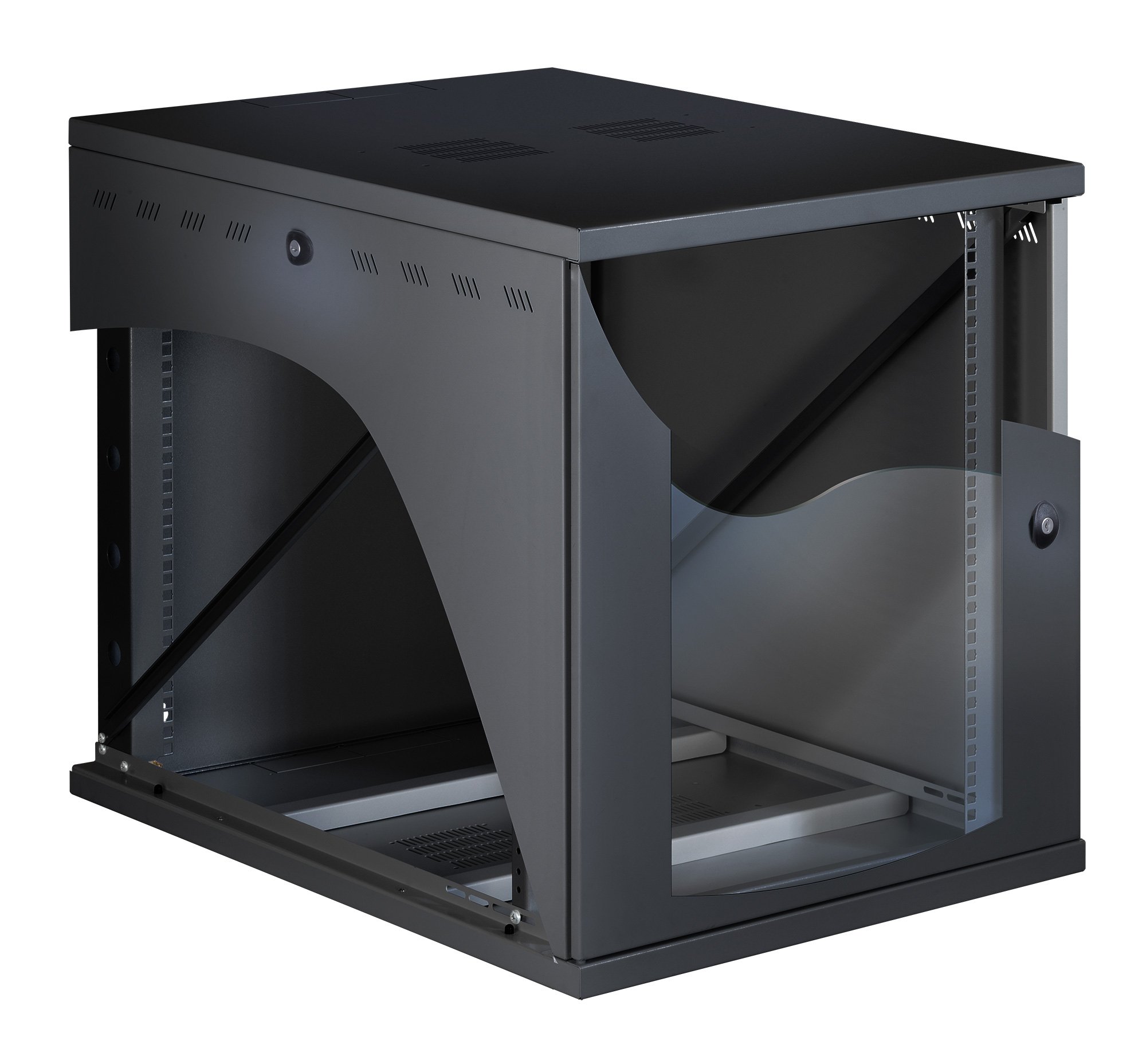 Armadio Rack 19'' a Muro 16U P 800mm L 600mm Porta Vetro Nero TECHLY PROFESSIONAL - immagine 2