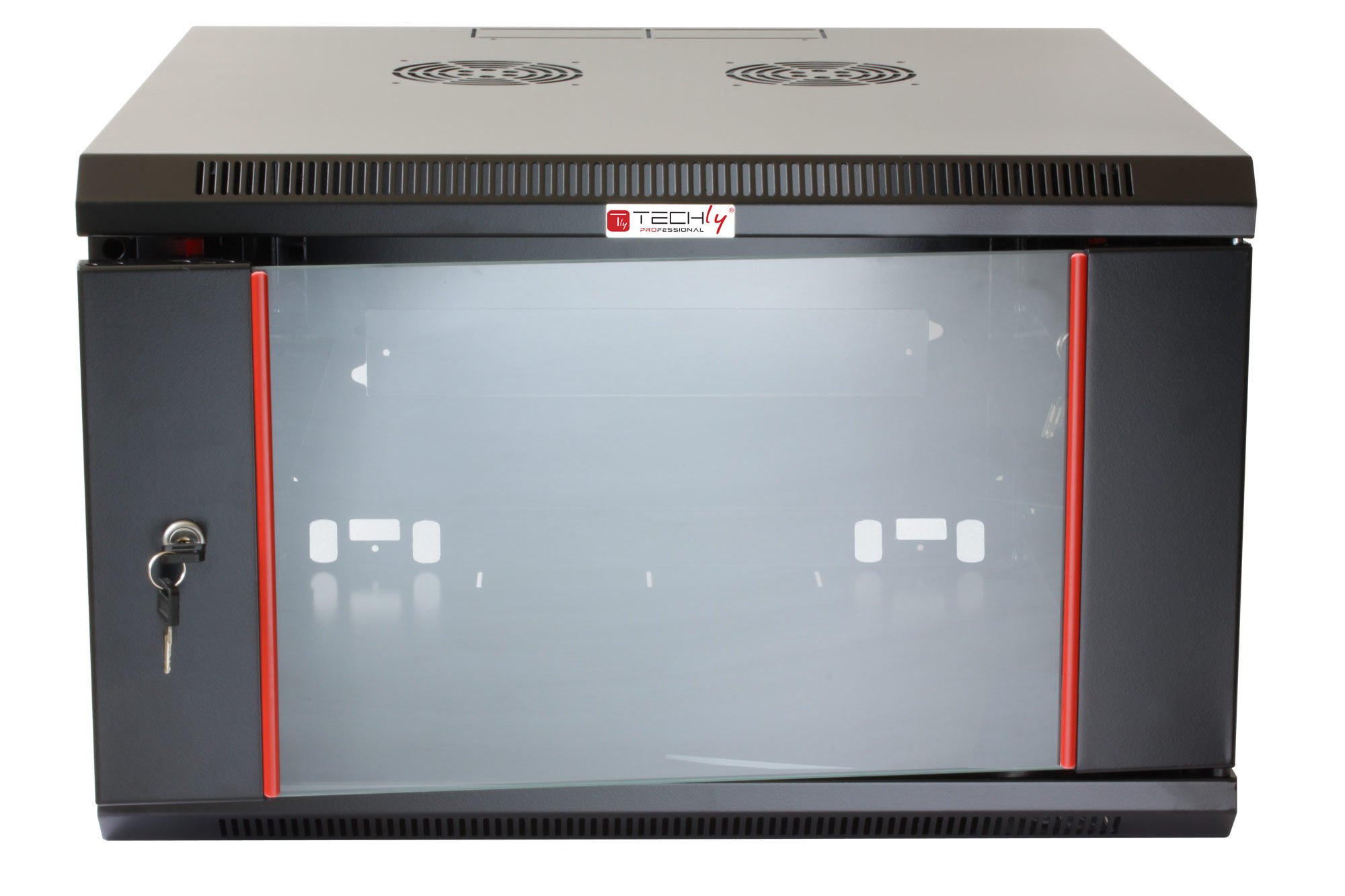 Armadio Rack 19'' a muro 9 unità sezione unica prof. 450mm Nero TECHLY PROFESSIONAL - immagine 2