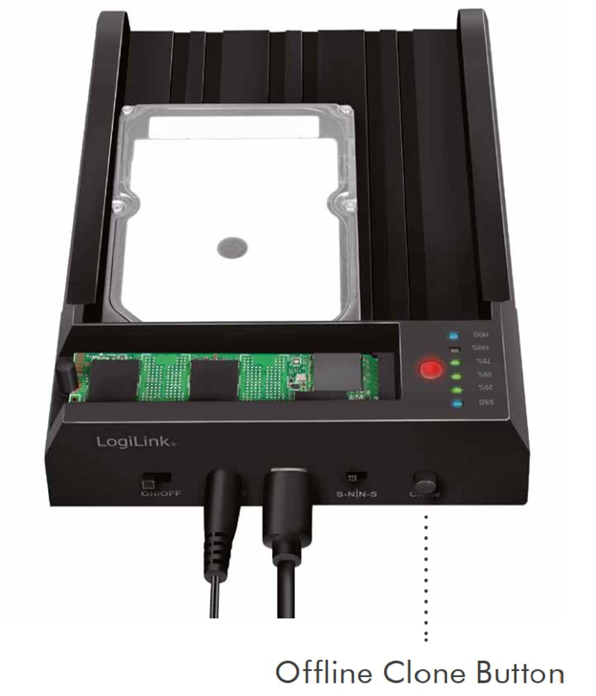 Box duplicazione esterna USB 3.2 Gen 2 Dual Bay Quickport One-Key Offline Clone Portatile LOGILINK