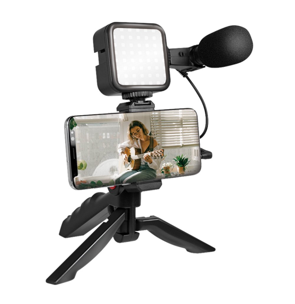 Kit Vlogger Treppiede per Smartphone 4,7''–7'' con Luce LED e Microfono Direzionale LOGILINK - immagine 2
