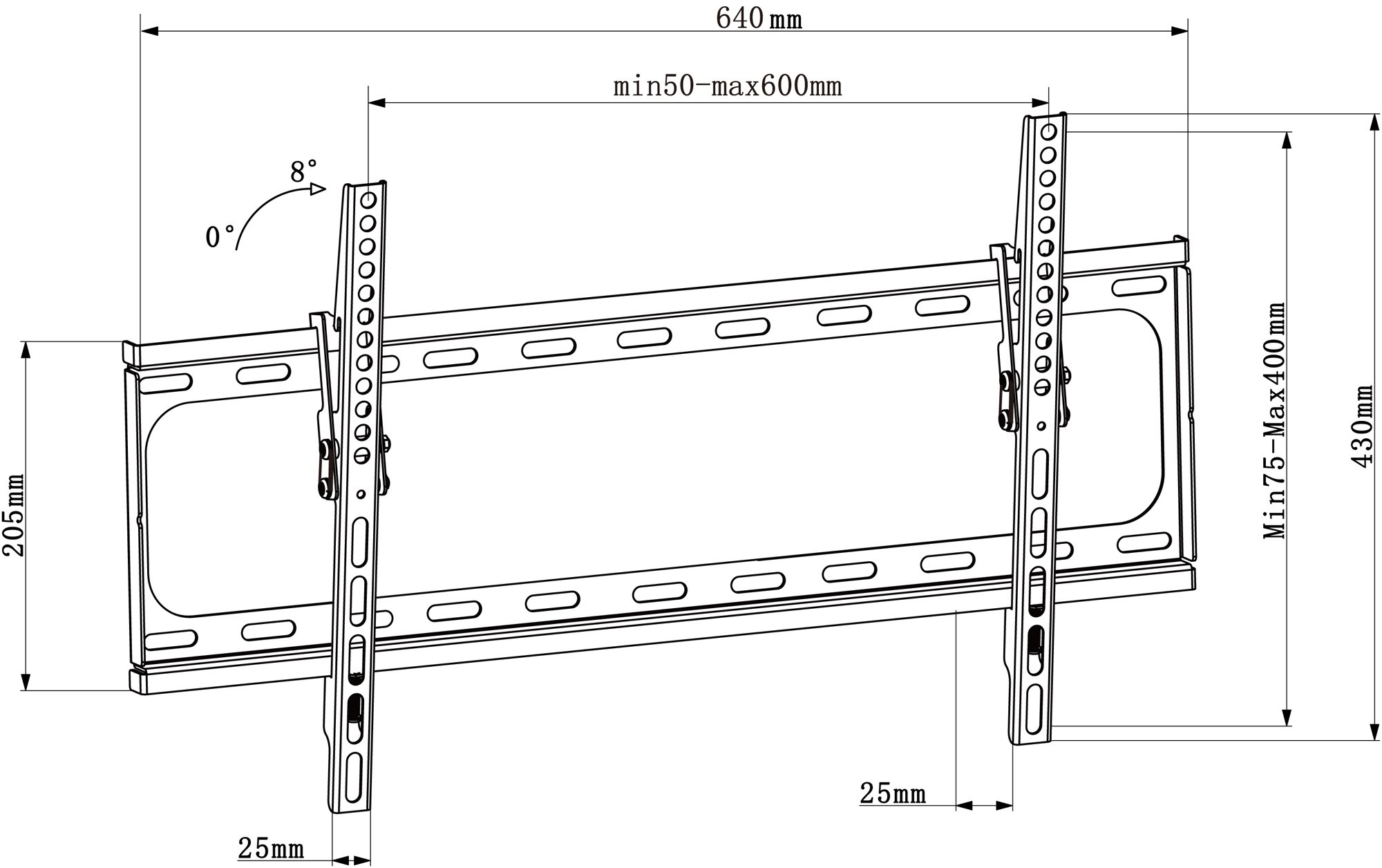 Staffa a Muro Inclinabile TV LED LCD 30-70'' Nero TECHLY - immagine 3