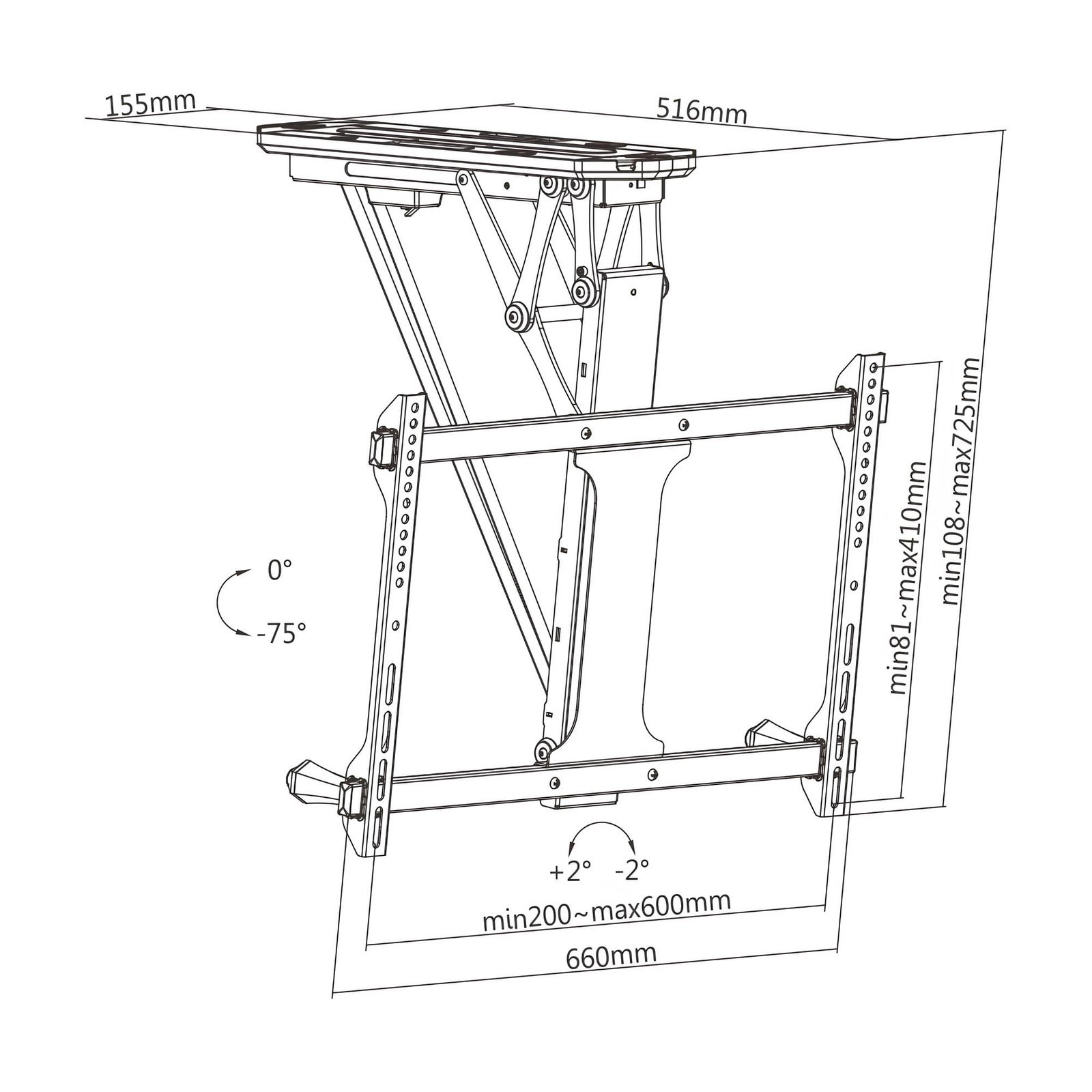 Supporto TV da Soffitto Inclinabile Motorizzato Integrazione Smart Home per TV da 32 a 70'' TECHLY - immagine 2