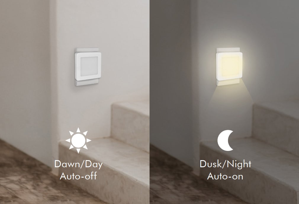 Luce Notturna LED Quadrata con Sensore Crepuscolare Bianco Caldo LOGILINK - immagine 3