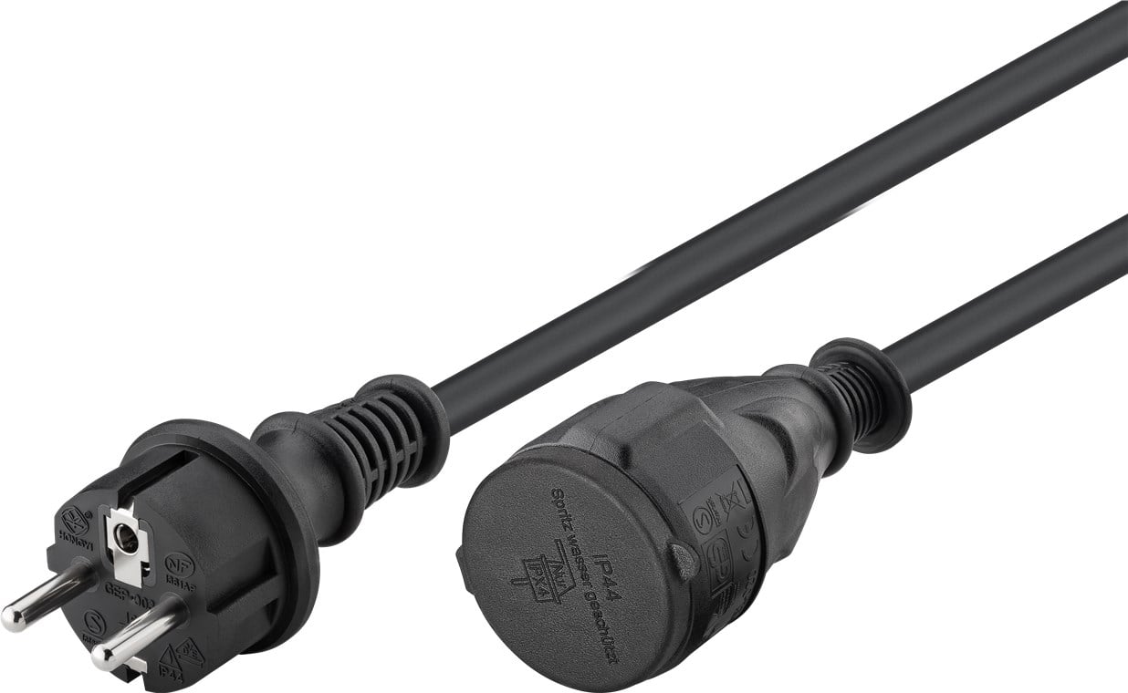 Cavo Alimentazione Schuko Maschio / Femmina da Esterno 10m Nero GOOBAY - immagine 2