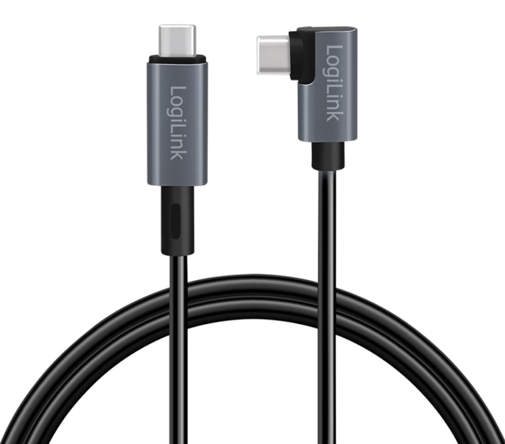 Cavo HighSpeed E-mark PD USB-C™ Maschio Angolato/USB-C™ Maschio Dritto 2m Nero LOGILINK - immagine 3