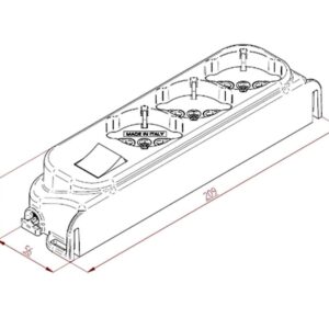 Presa Multipla a 3 Posti Italiana Bipasso con Interruttore Nero FME