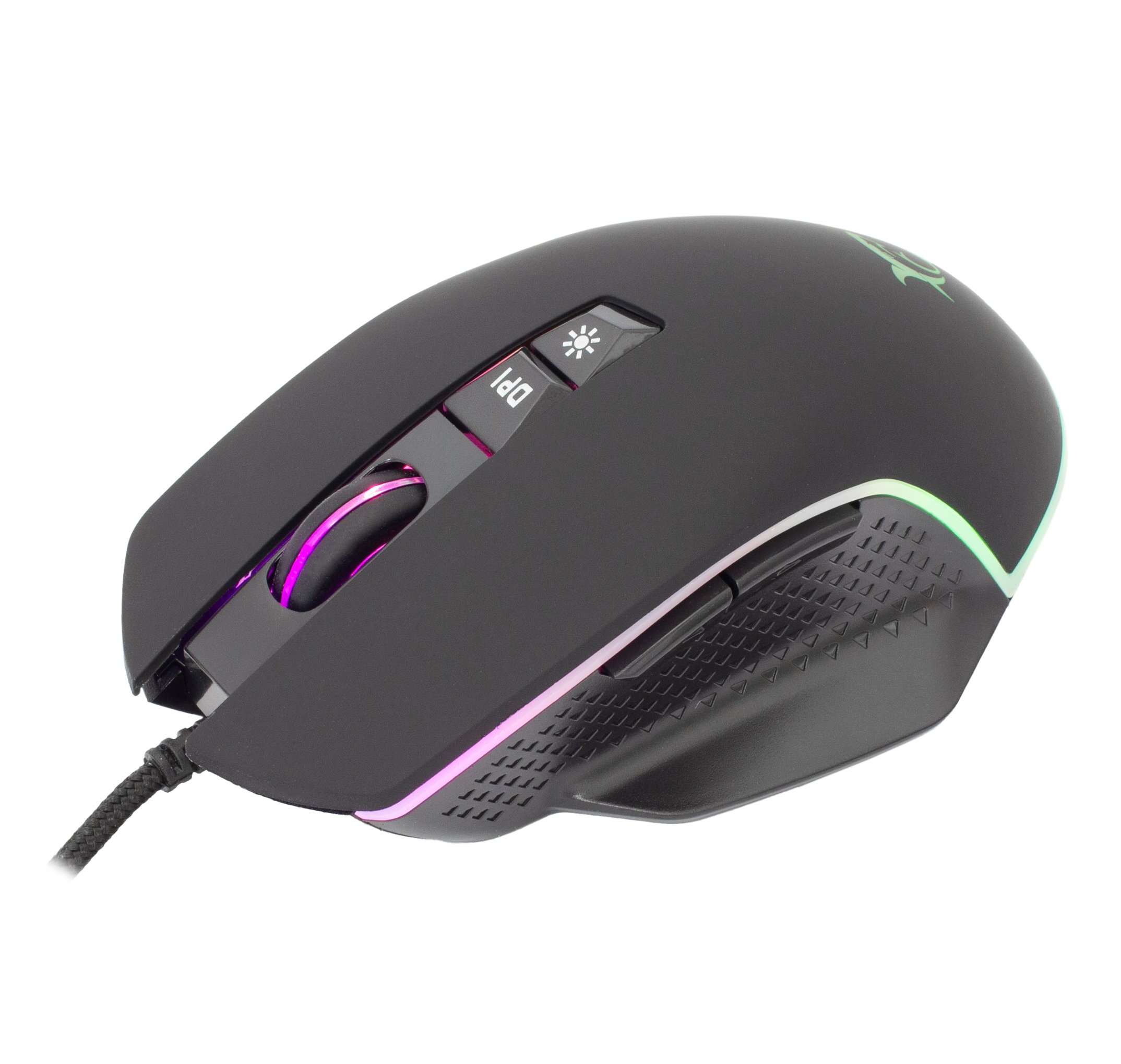 Mouse Ottico Gaming LED RGB con Cavo USB 6400 dpi Nero, GARETH WHITE SHARK - immagine 3