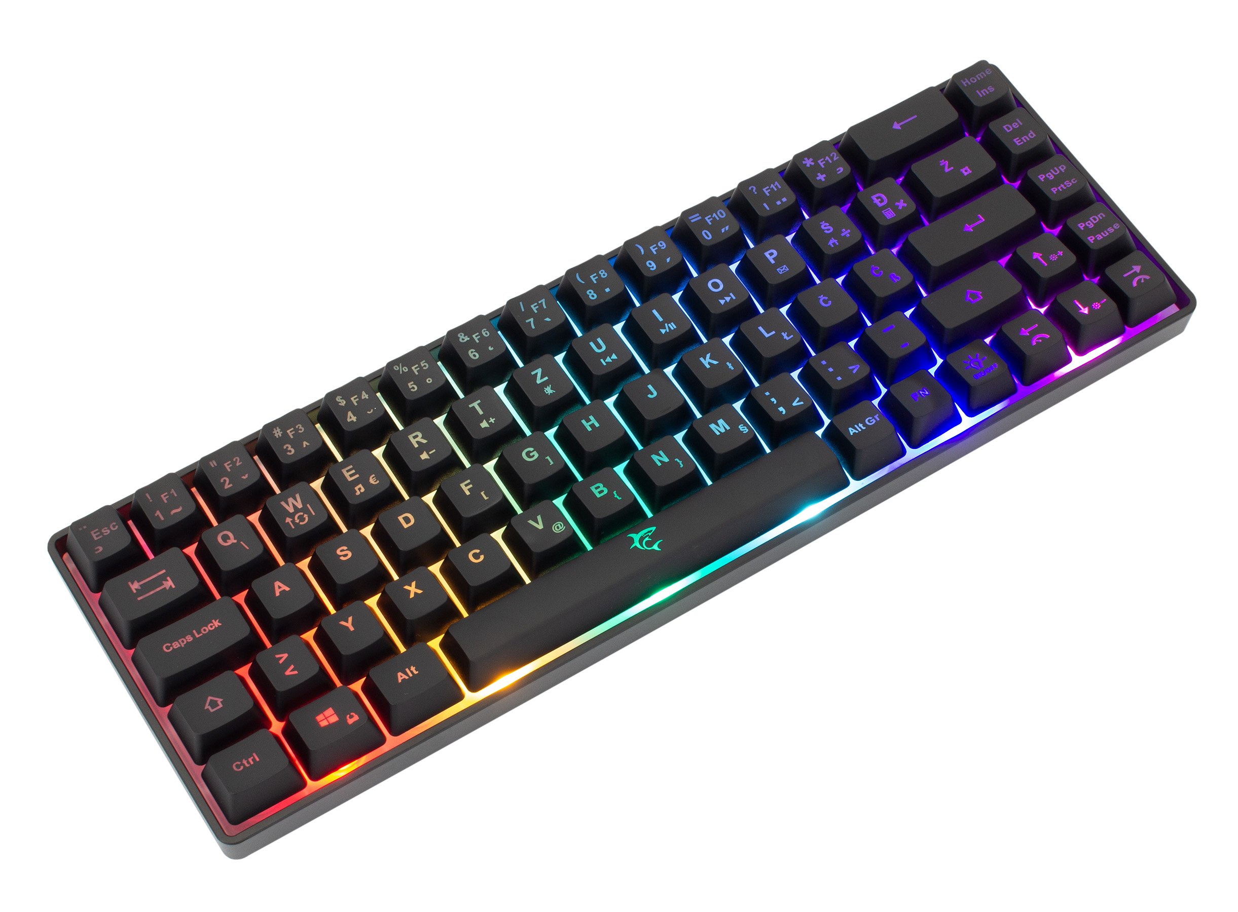 Tastiera Gaming USB 68 Tasti con Retroilluminazione LED RGB Nero WHITE SHARK - immagine 2
