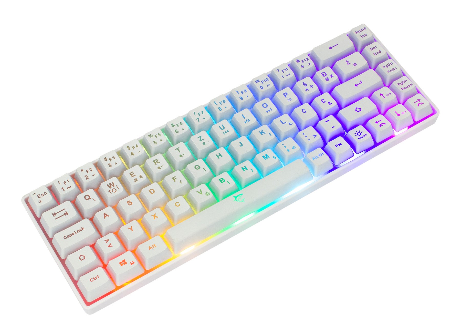 Tastiera Gaming USB 68 Tasti con Retroilluminazione LED RGB Bianco WHITE SHARK - immagine 3