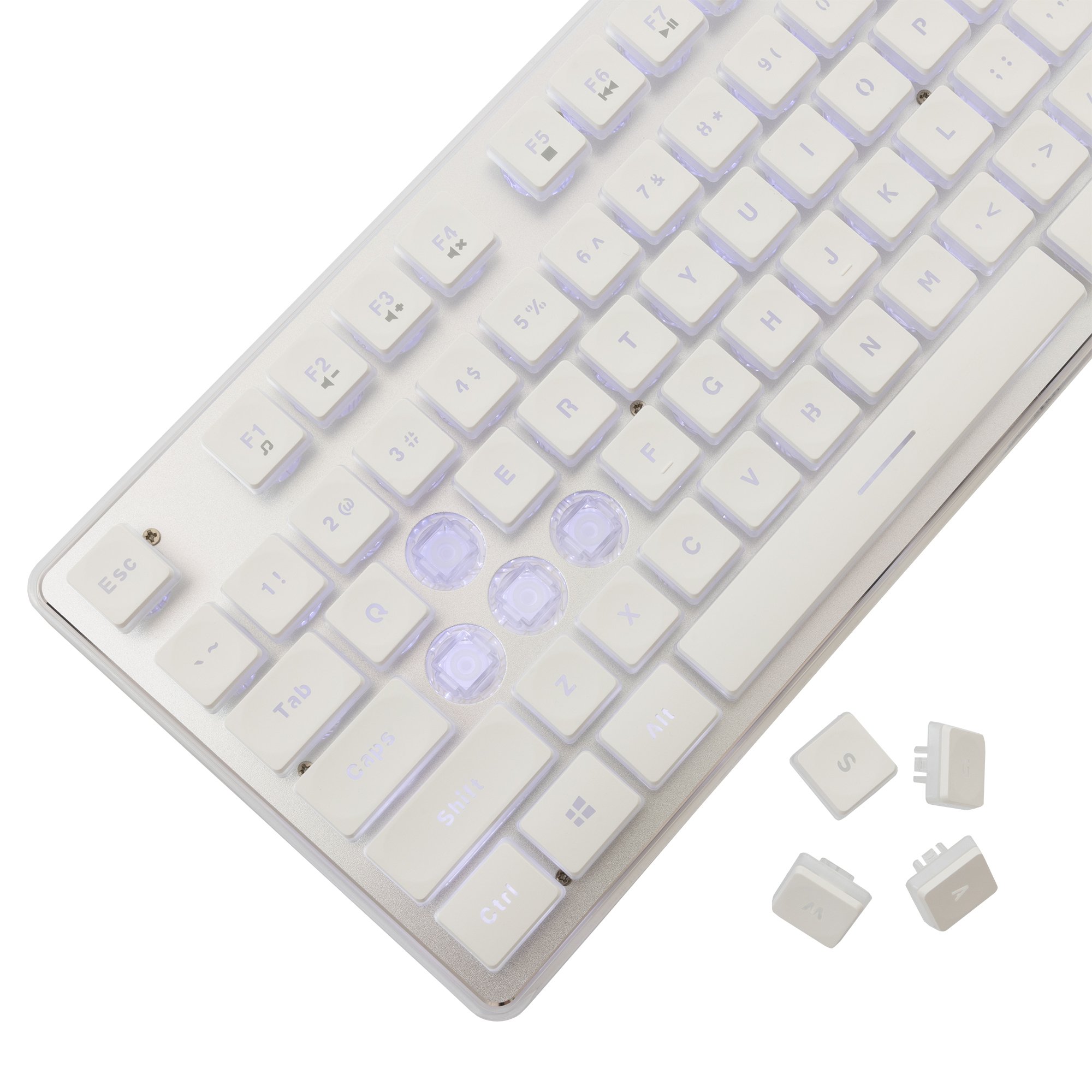 Tastiera Gaming USB 104 Tasti con Retroilluminazione LED Bianco WHITE SHARK - immagine 3
