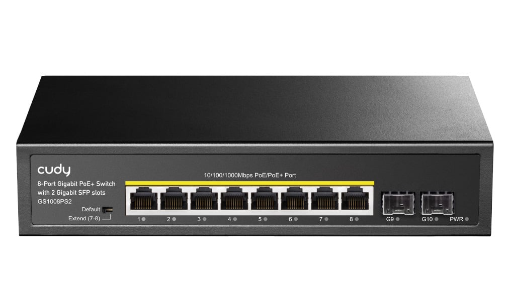 Switch Gigabit PoE+ 8 Porte con 2 slot SFP Gigabit, GS1008PS2 CUDY - immagine 2