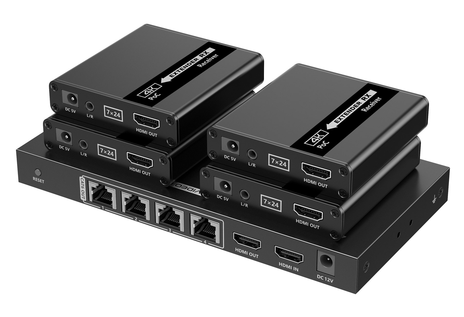 Extender Splitter HDMI 4 vie su Cavo di Rete 70 metri PoC TECHLY - immagine 2