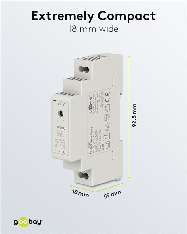 Alimentatore su Guida DIN 12V 1,25A 15W GOOBAY - immagine 3
