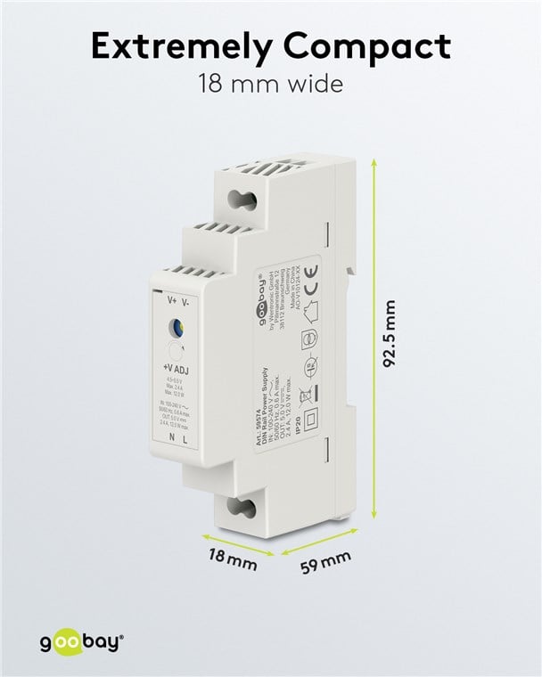 Alimentatore su Guida DIN 5V 2,4A 12W GOOBAY - immagine 3