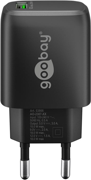 Caricabatterie Ricarica Rapida USB QC 3.0 (18 W) Nero GOOBAY - immagine 2
