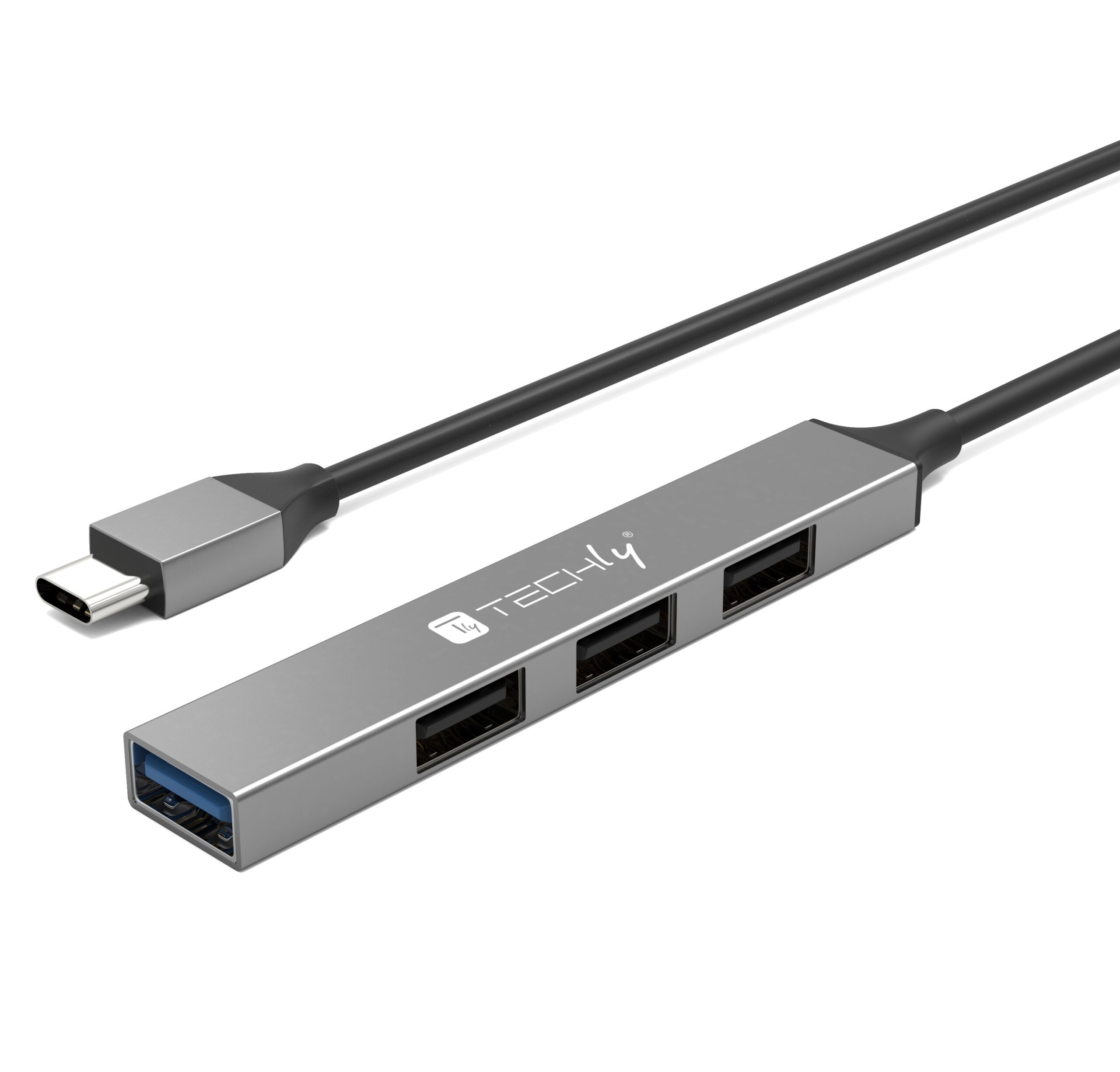 Hub USB-C™ 3.2 a 4 porte USB-A Slim in Metallo TECHLY - immagine 3
