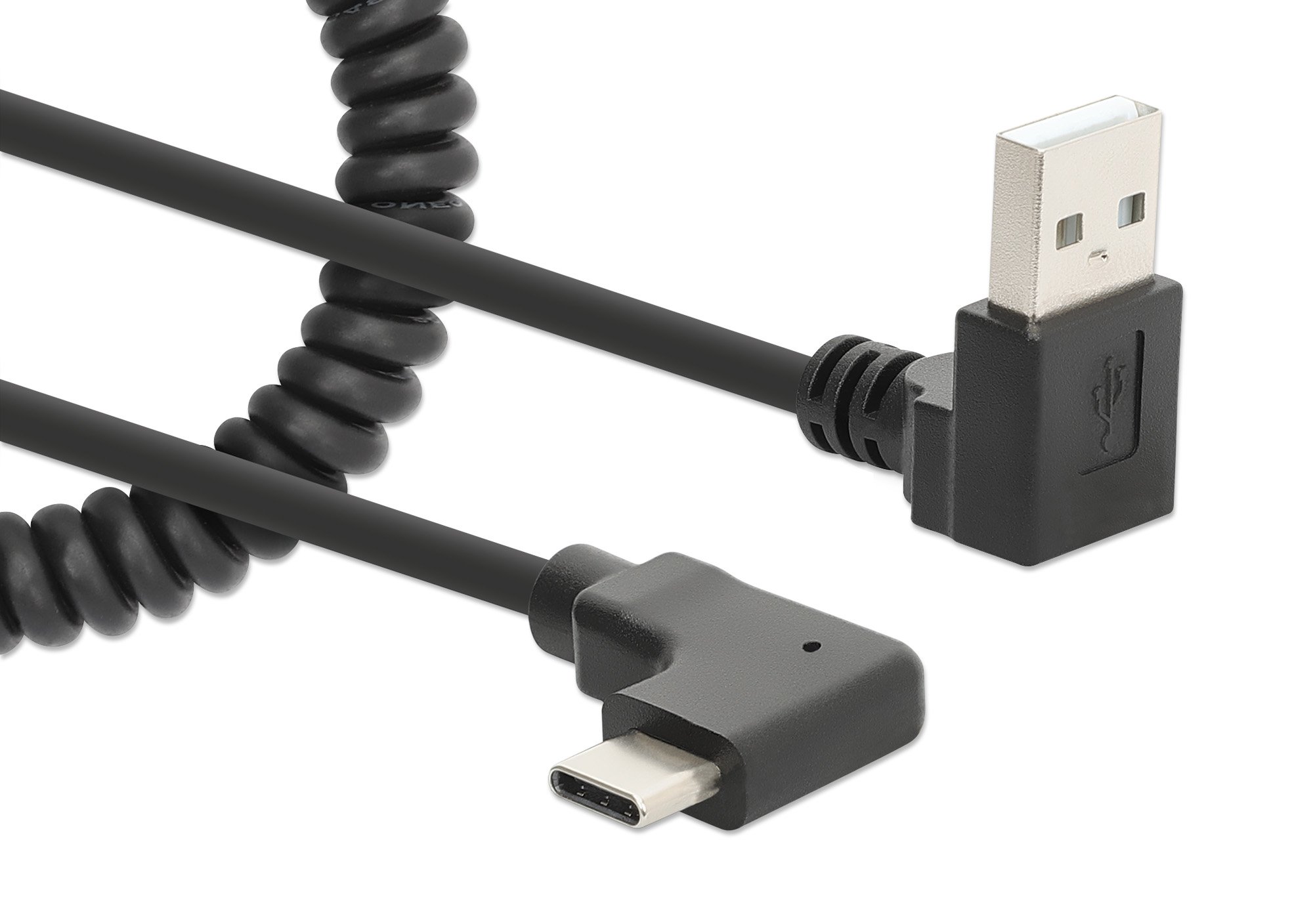Cavo di Ricarica USB-A a USB-C™ 1m Spiralato Nero MANHATTAN - immagine 3