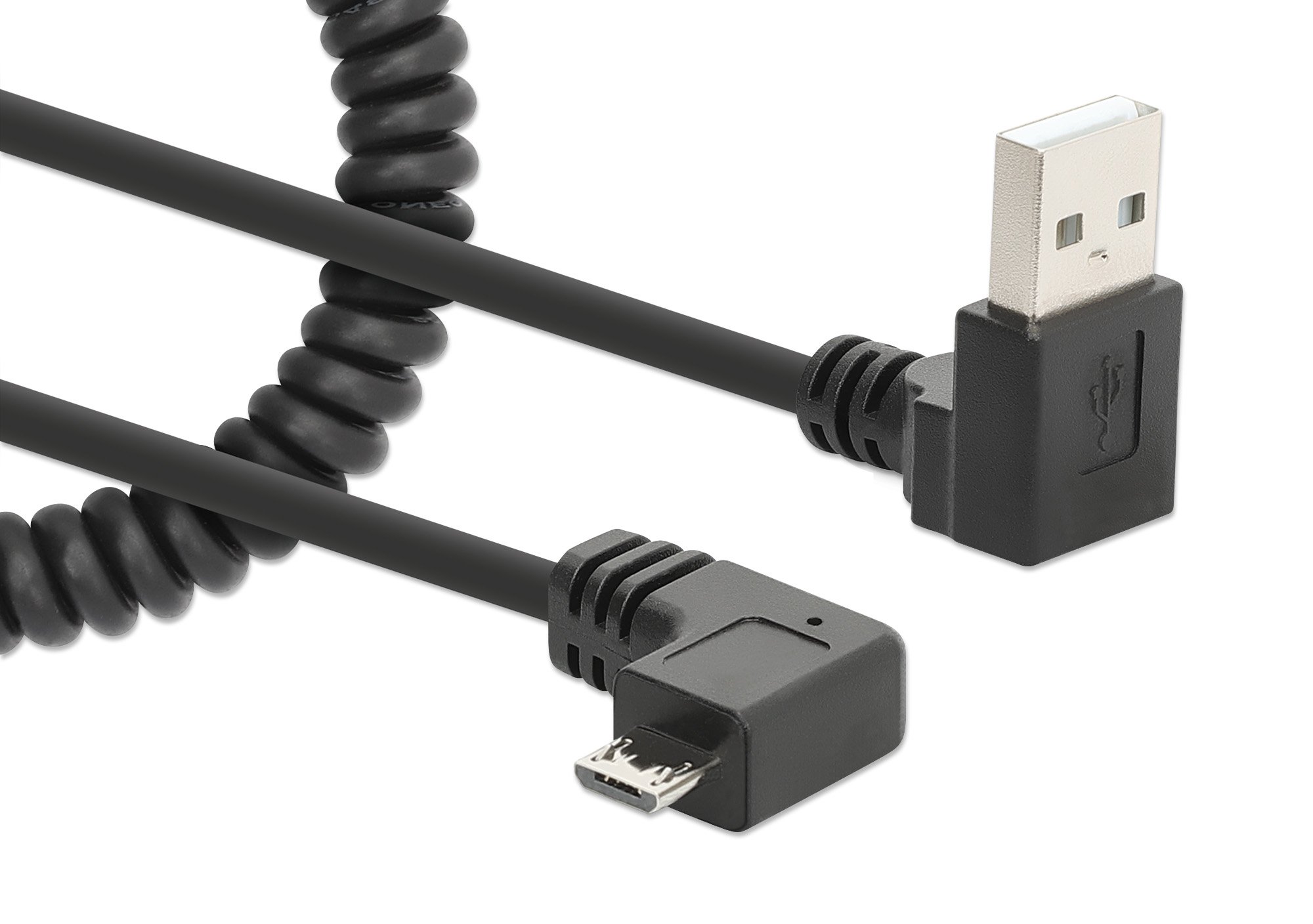 Cavo di Ricarica USB-A a Micro-USB 1m Spiralato Nero MANHATTAN - immagine 3