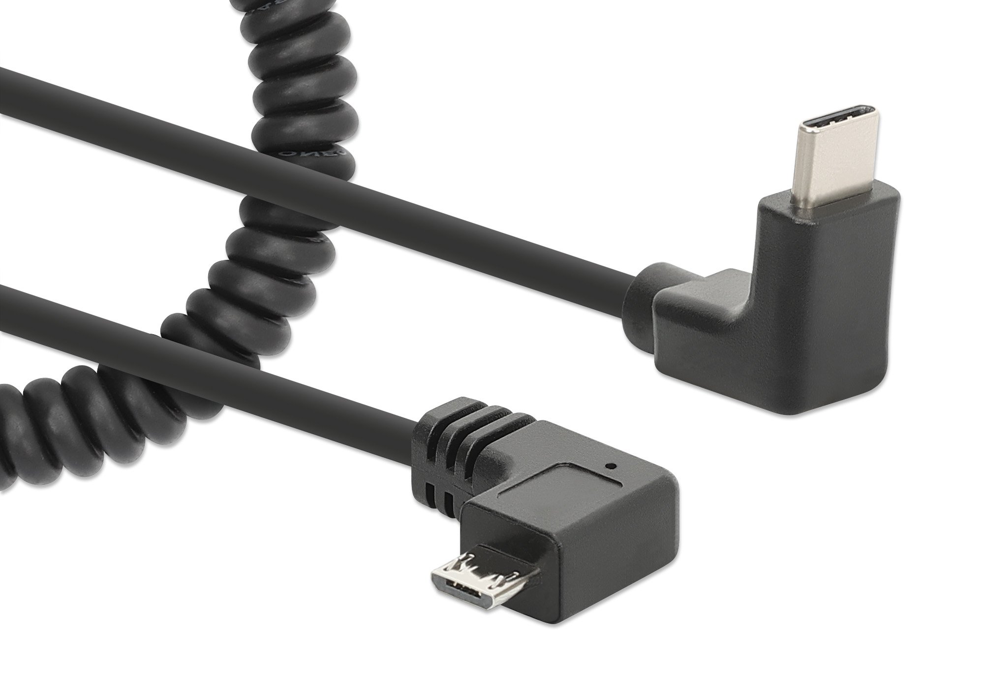 Cavo di Ricarica USB-C™ a Micro-USB 1m Spiralato Nero MANHATTAN - immagine 3