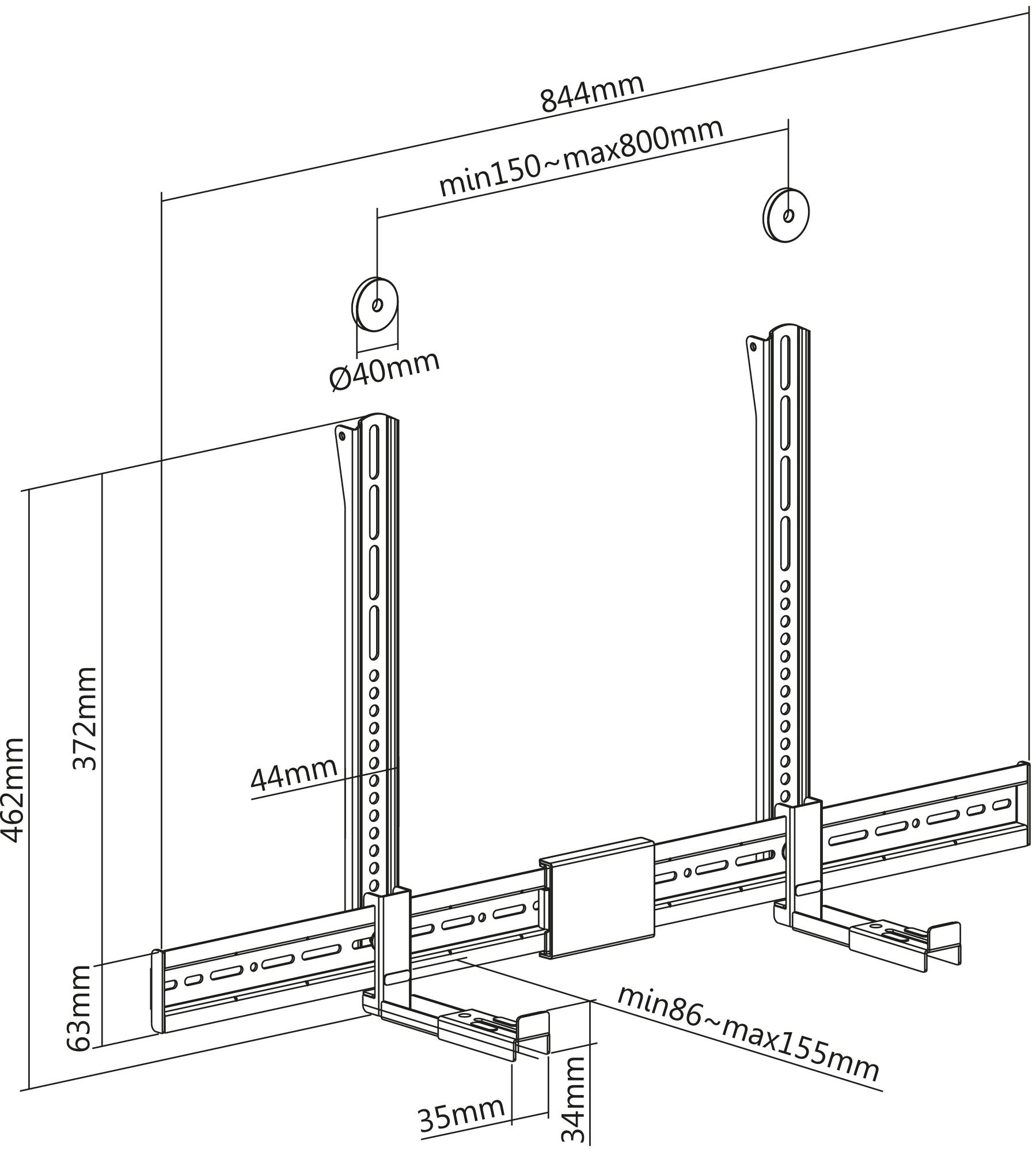 Supporto Universale per Soundbar da Muro Max VESA 800x400 MANHATTAN - immagine 3