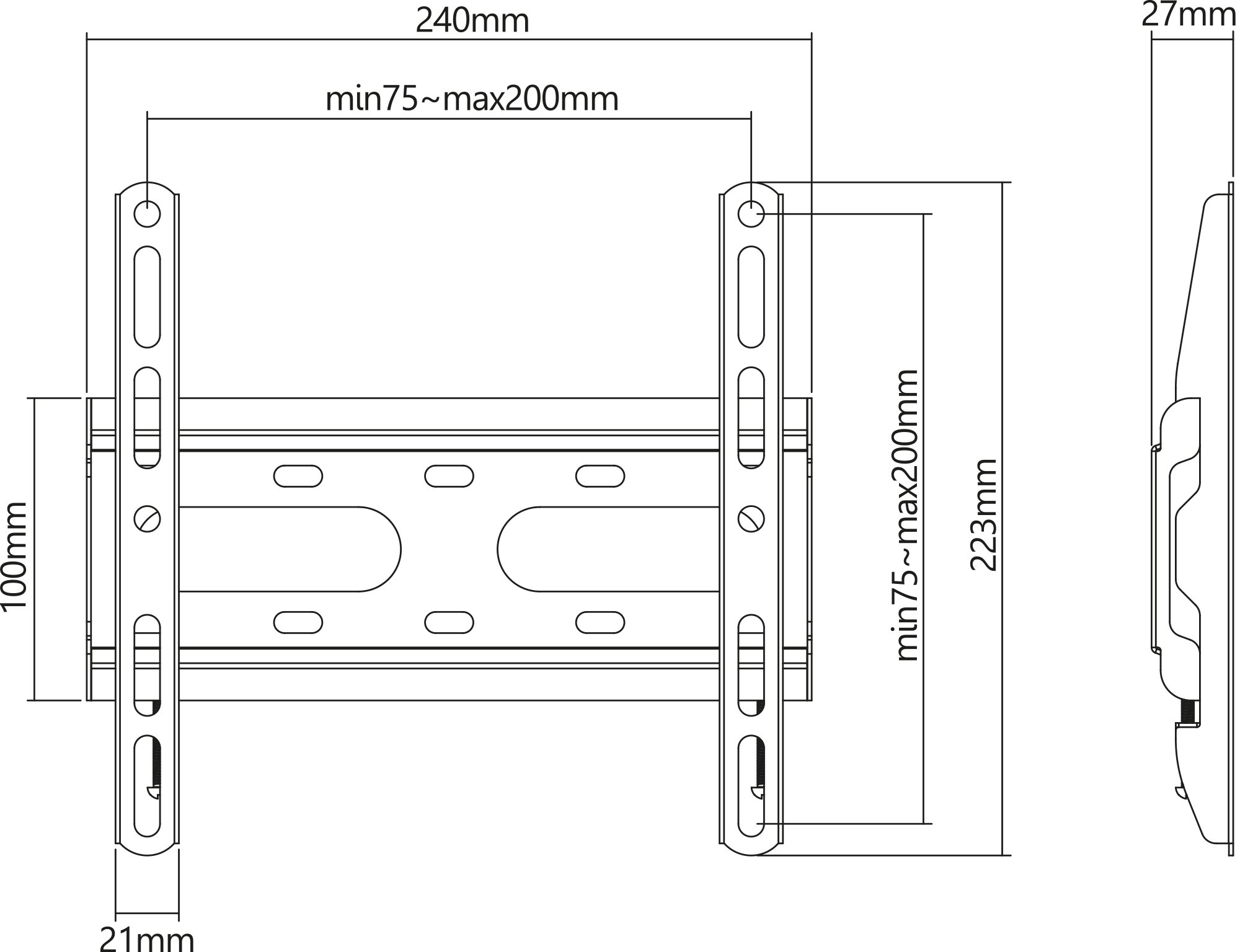 Staffa a Muro Fissa Low-Profile per TV 23-43'' MANHATTAN - immagine 3