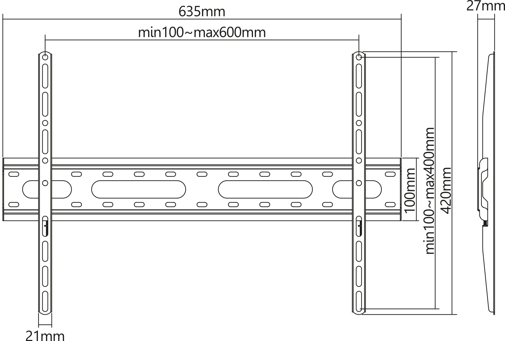 Staffa a Muro Fissa Low-Profile per TV 37-70'' MANHATTAN - immagine 3