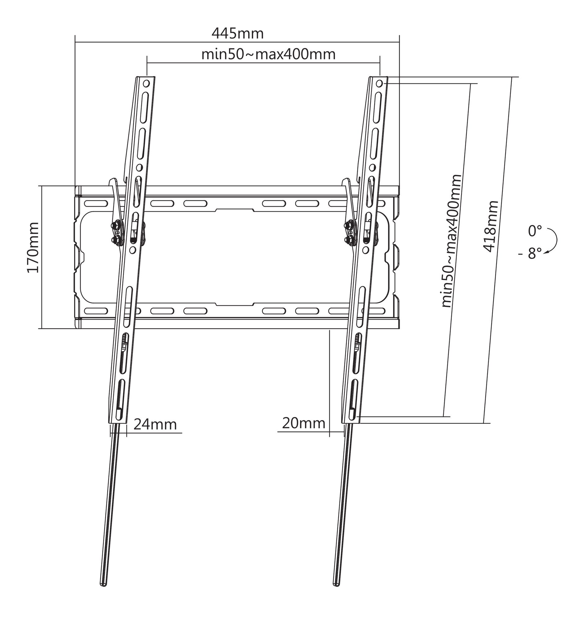 Supporto a Muro Inclinabile per TV LED 32-70'' a Basso Profilo MANHATTAN - immagine 3