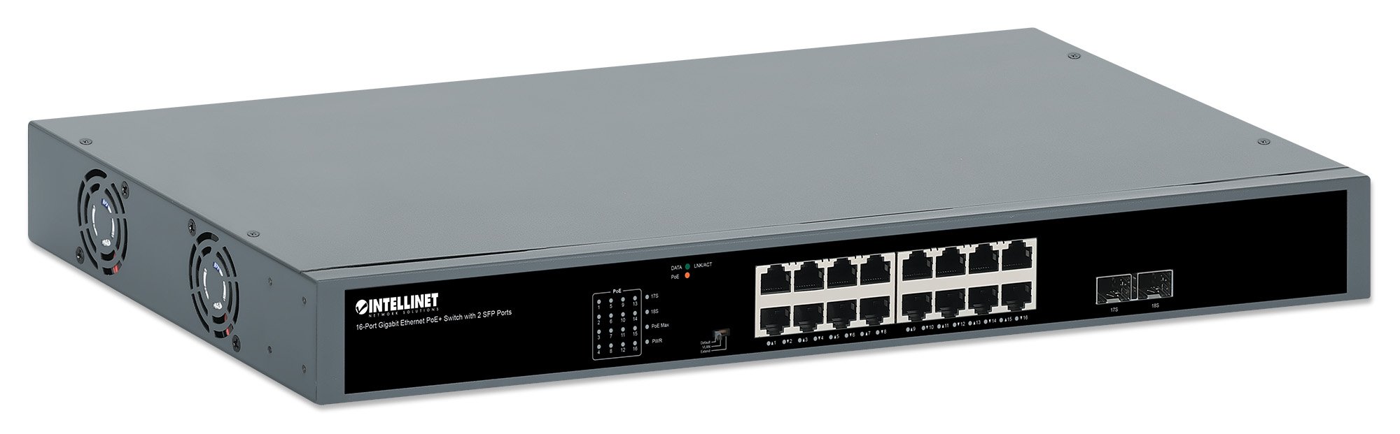Gigabit Ethernet Switch PoE+ 16 porte con 2 porte SFP INTELLINET - immagine 3