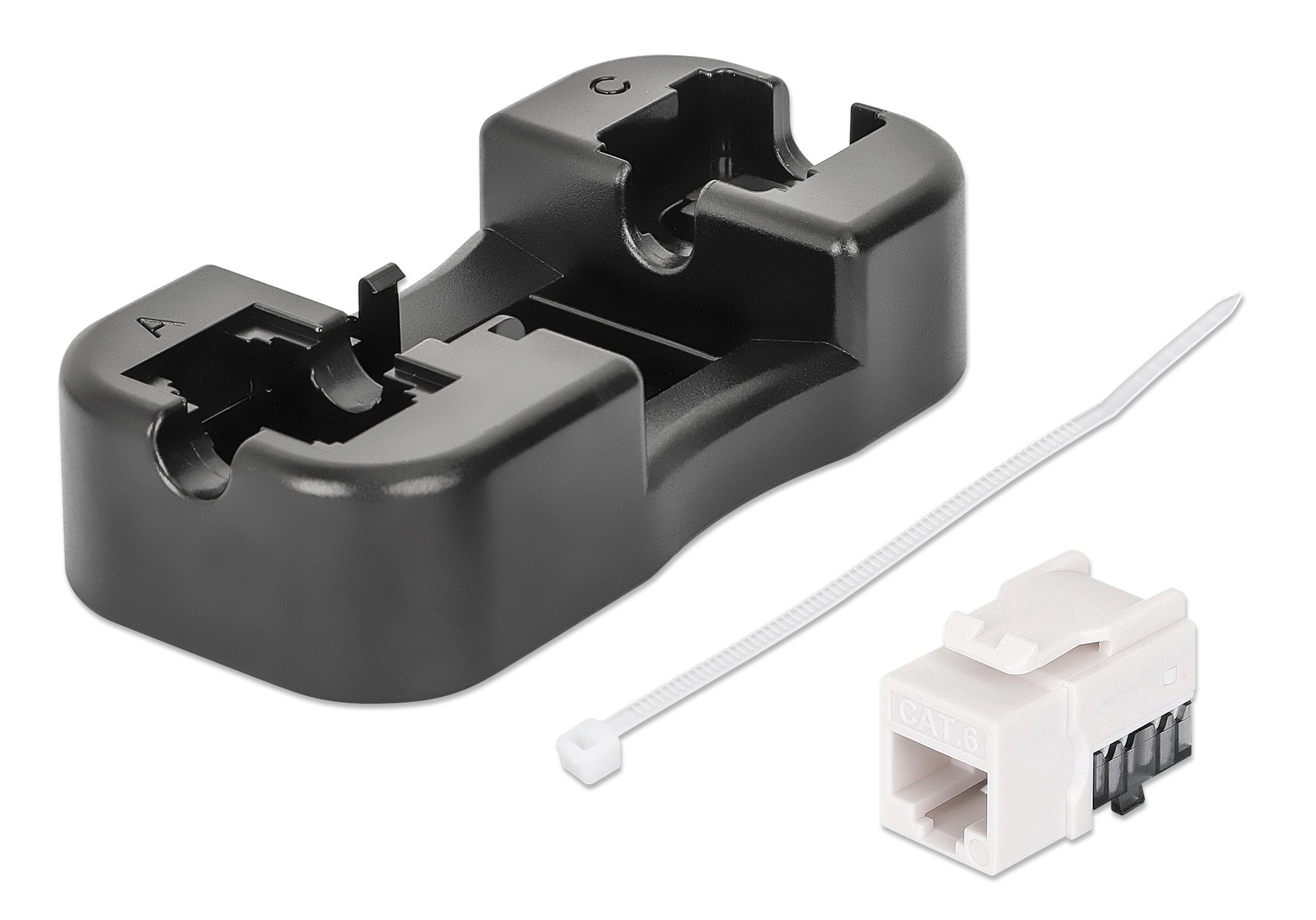 Frutto Keystone Slim Cat.6 per Cavo Rigido con Supporto Punch-Down 25 pz Bianco INTELLINET - immagine 2