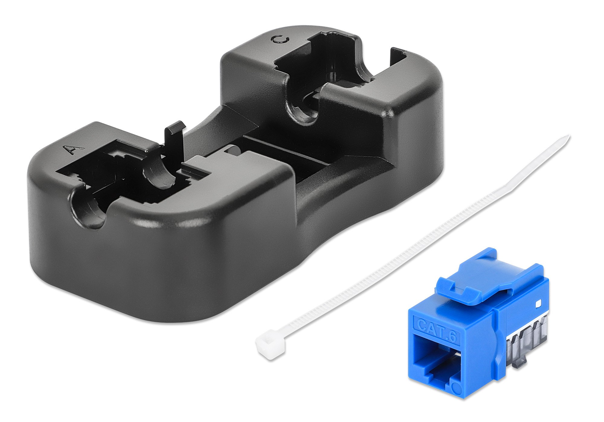 Frutto Keystone Slim Cat.6 per Cavo Rigido con Supporto Punch-Down 25 pz Blu INTELLINET - immagine 2
