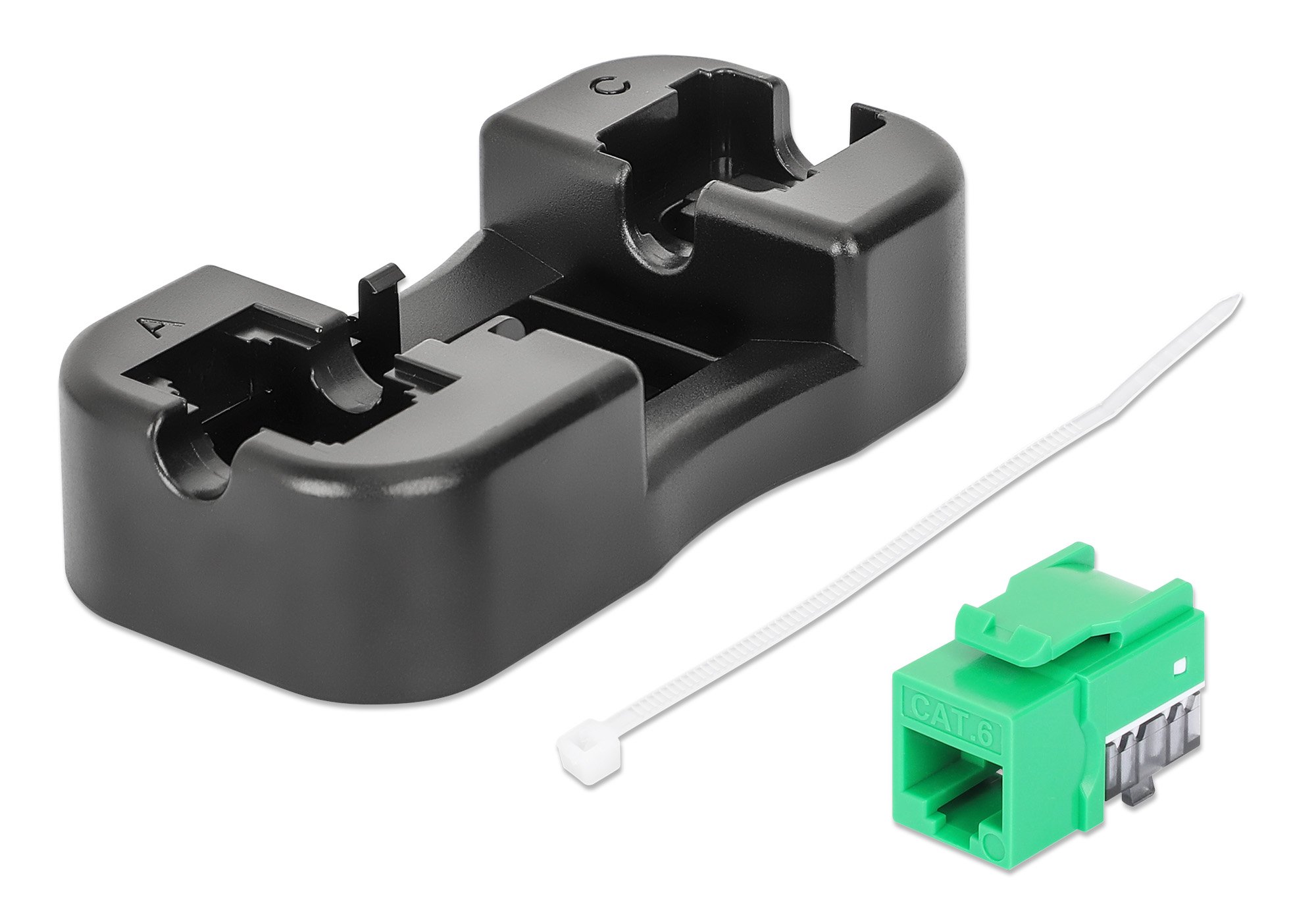 Frutto Keystone Slim Cat.6 per Cavo Rigido con Supporto Punch-Down 25 pz Verde INTELLINET - immagine 2