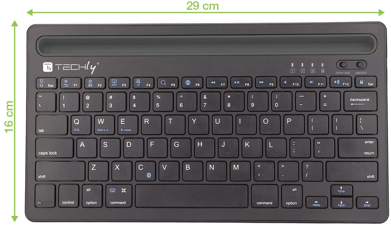 Mini Tastiera Wireless 78 Tasti a 2 Canali con Tasti di Scelta Rapida e Stand per Tablet TECHLY - immagine 3