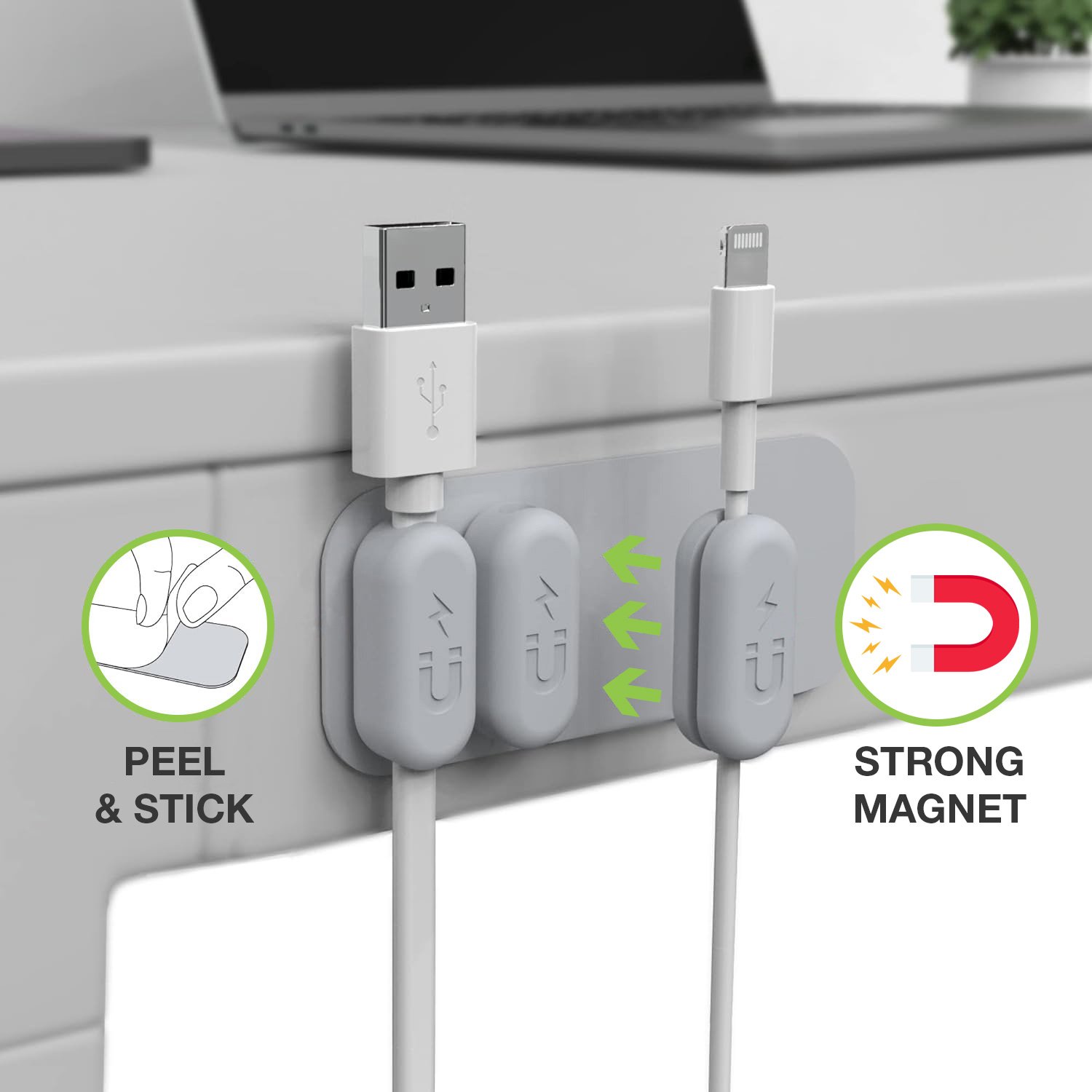 Organizzatore di Cavi Magnetico a Quattro Fermacavi con Base TECHLY - immagine 2