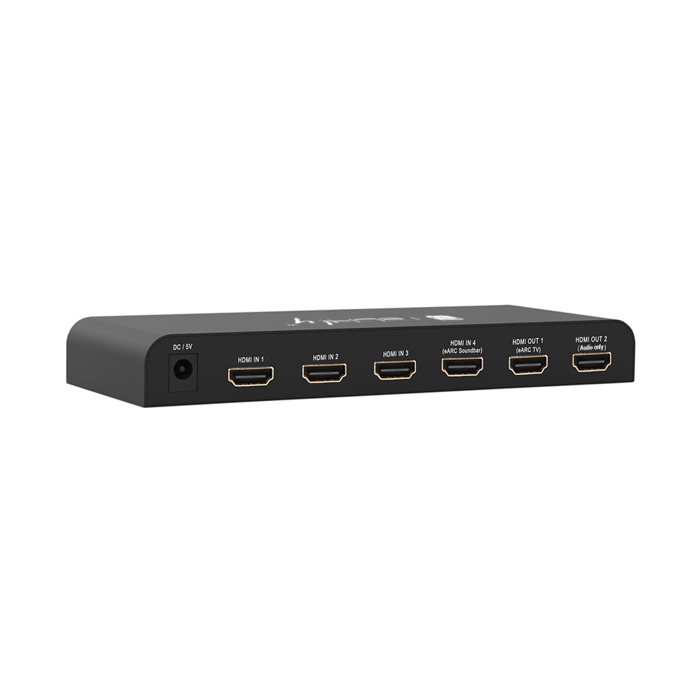 Switch HDMI 2.0 4x1 4K@60Hz con Splitter Audio eARC/ARC per Soundbar TECHLY - immagine 3