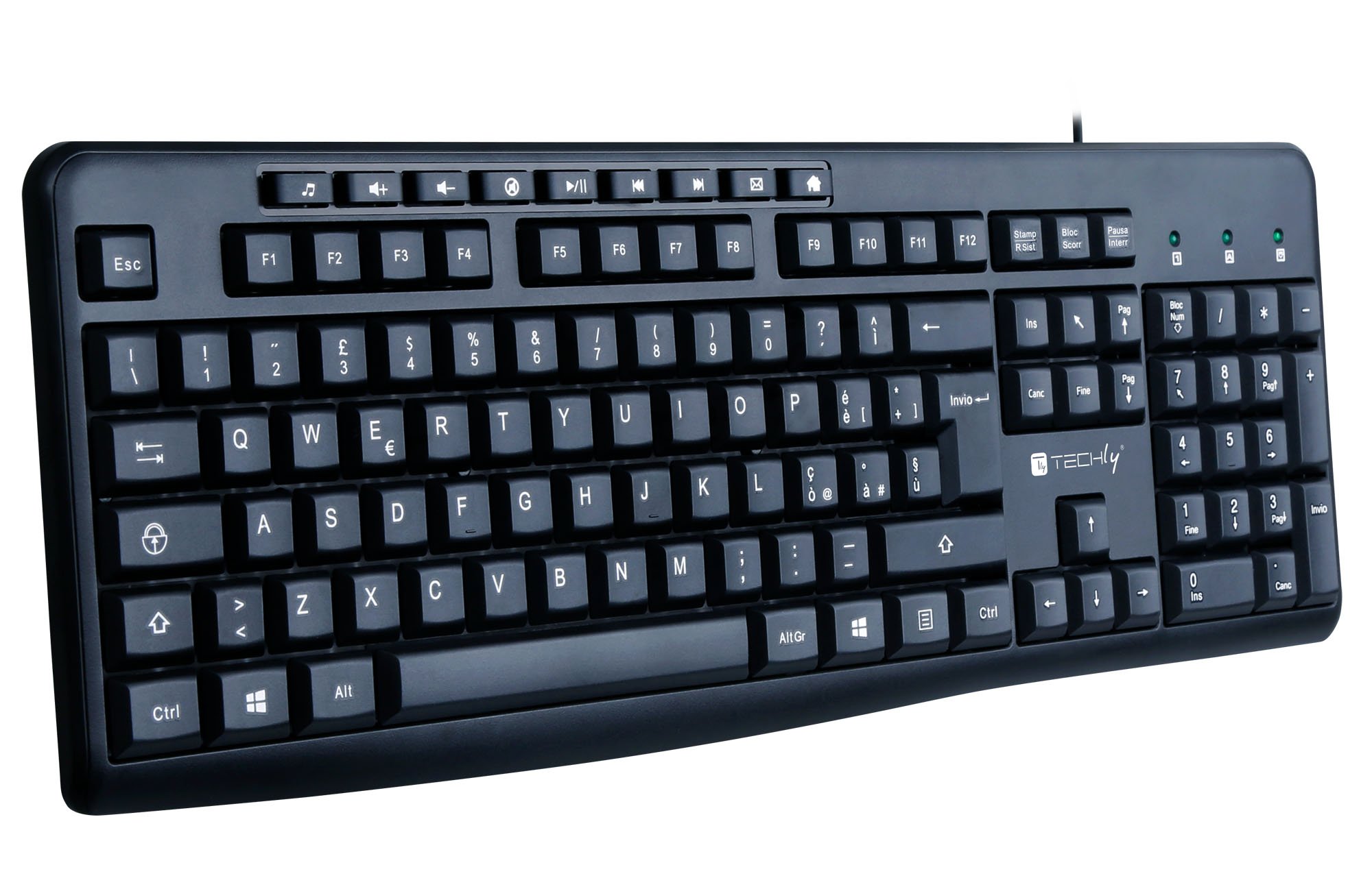 Tastiera USB 104 Tasti + 9 Multimediali TECHLY - immagine 3